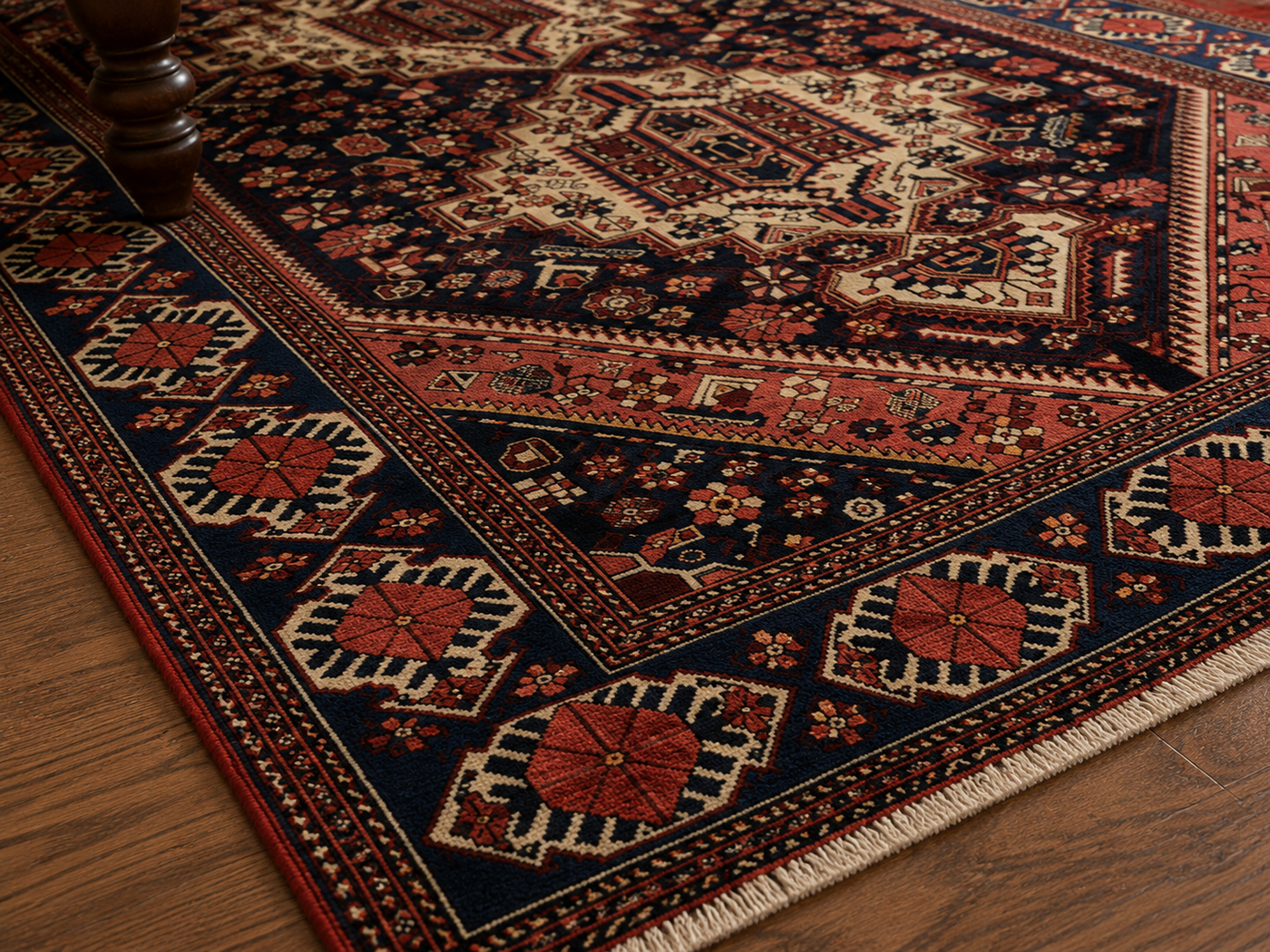 9'6" x 6'3" Handmade Persian Wool Rug wool texture and pattern detail