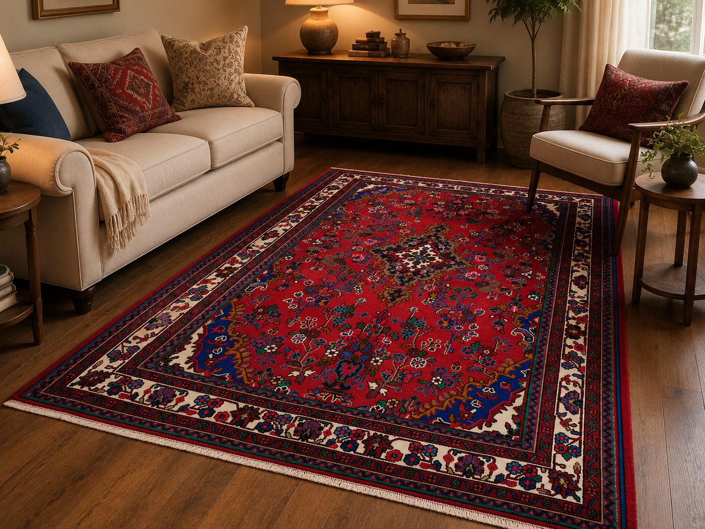 9'11" x 6'11" Handmade Persian Wool Rug room styling example