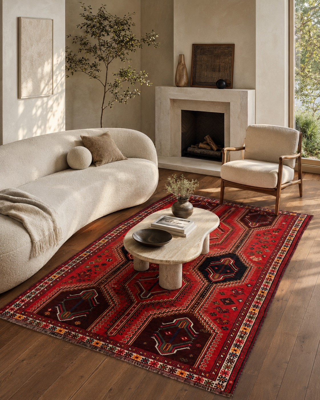 9'2" x 6'2" Handmade Persian Wool Rug styled in a room
