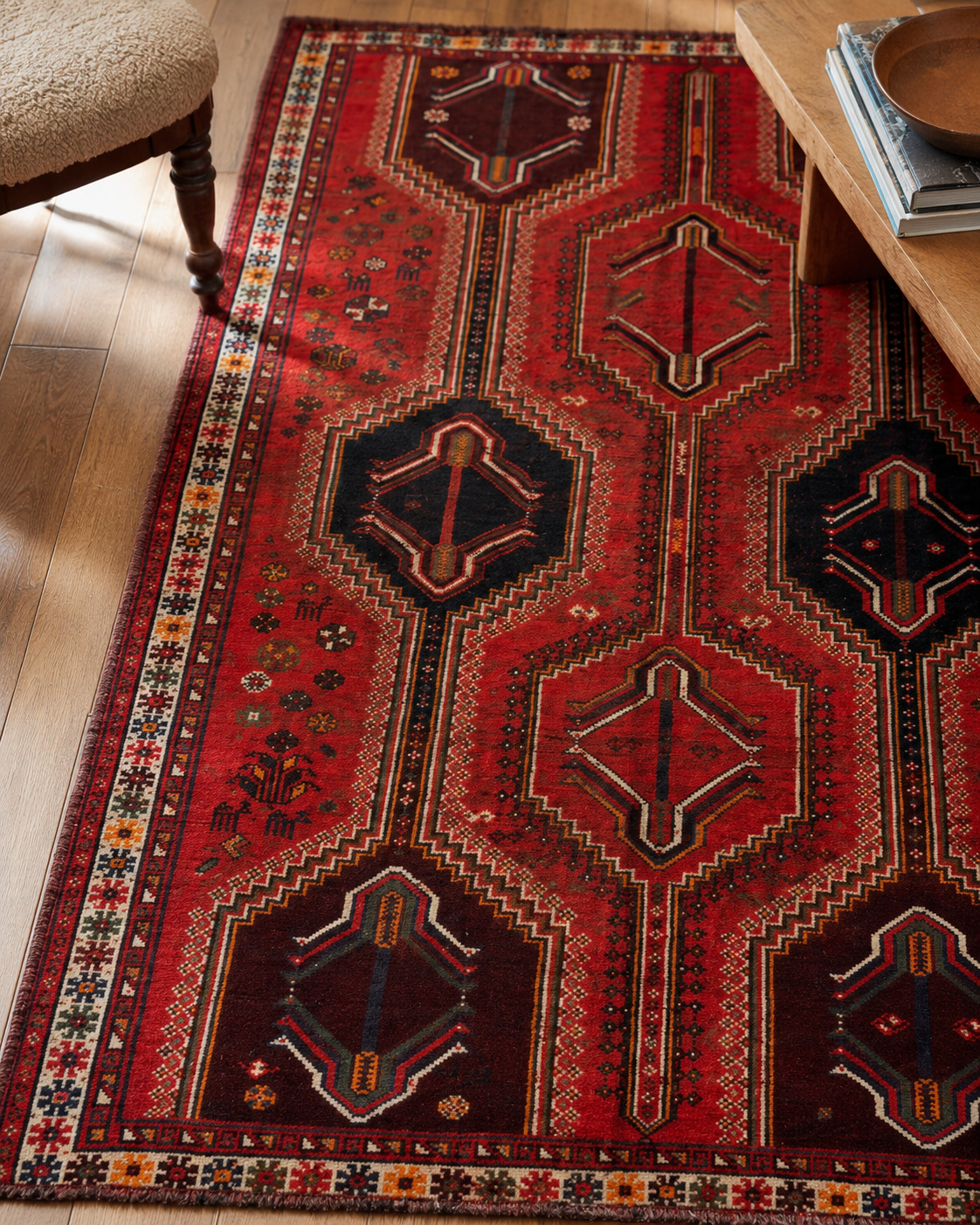 9'2" x 6'2" Handmade Persian Wool Rug wool texture and pattern detail