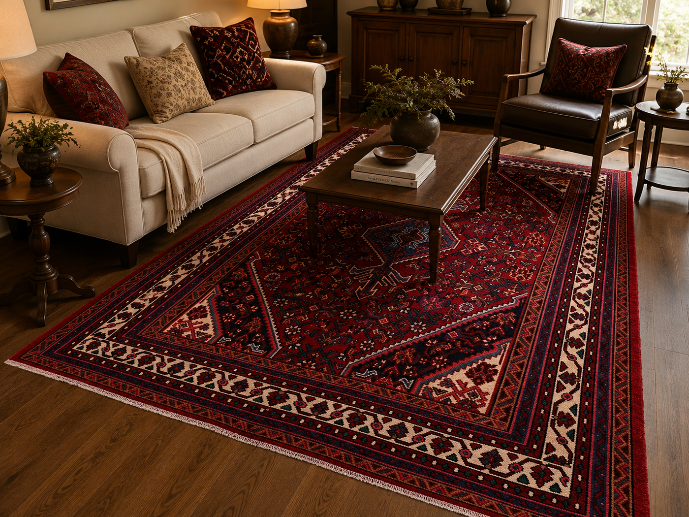 9'11" x 6'10" Handmade Persian Wool Rug room styling example