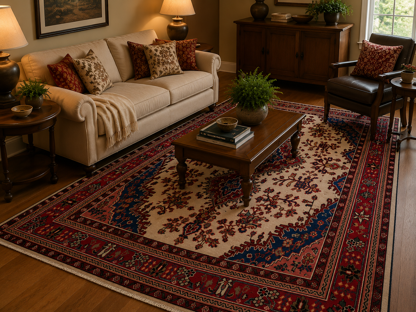 9'7" x 6'11" Handmade Persian Wool Rug room styling example