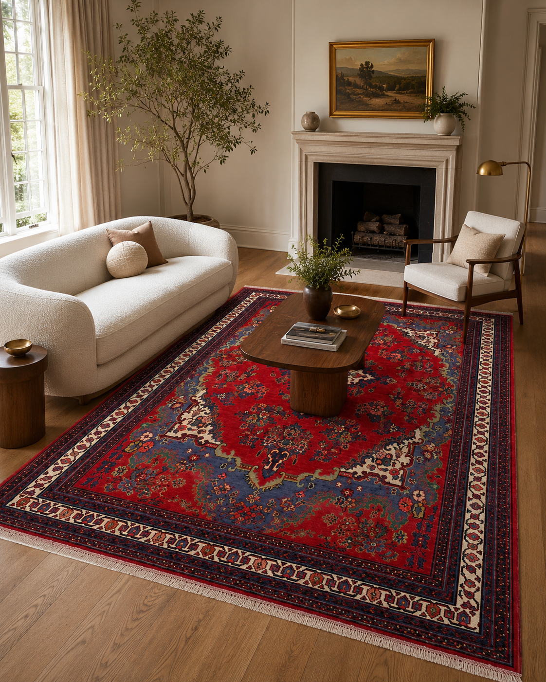 9'10" x 6'10" Handmade Persian Wool Rug styled in a room