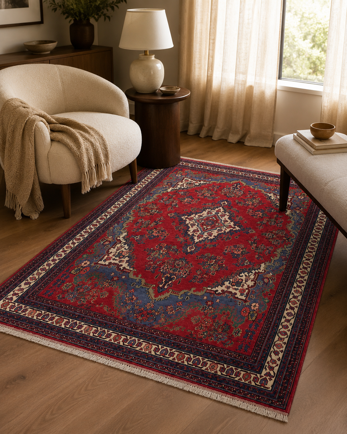 9'10" x 6'10" Handmade Persian Wool Rug room styling example