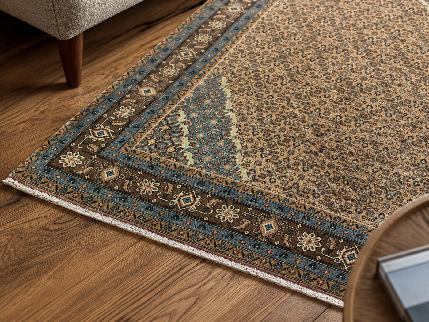 9'9" x 6'4" Handmade Persian Wool Rug wool texture and pattern detail