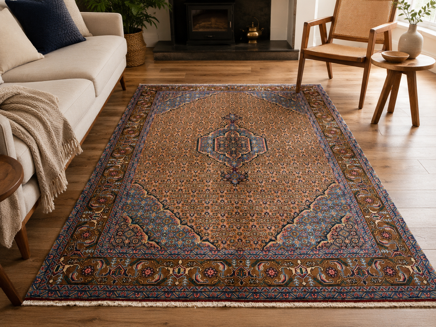 9'8" x 6'5" Handmade Persian Wool Rug room styling example