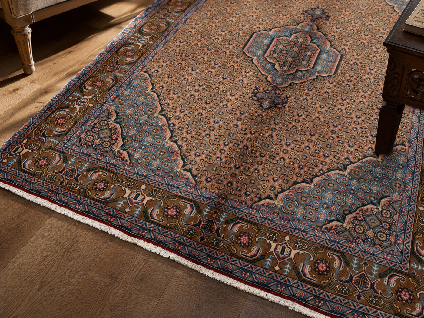 9'8" x 6'5" Handmade Persian Wool Rug wool texture and pattern detail