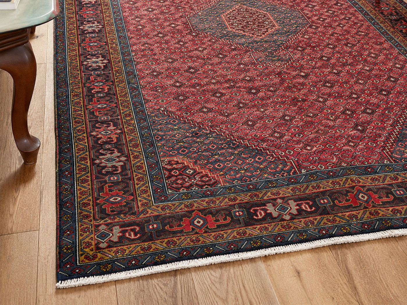 9'5" x 6'3" Handmade Persian Wool Rug wool texture and pattern detail