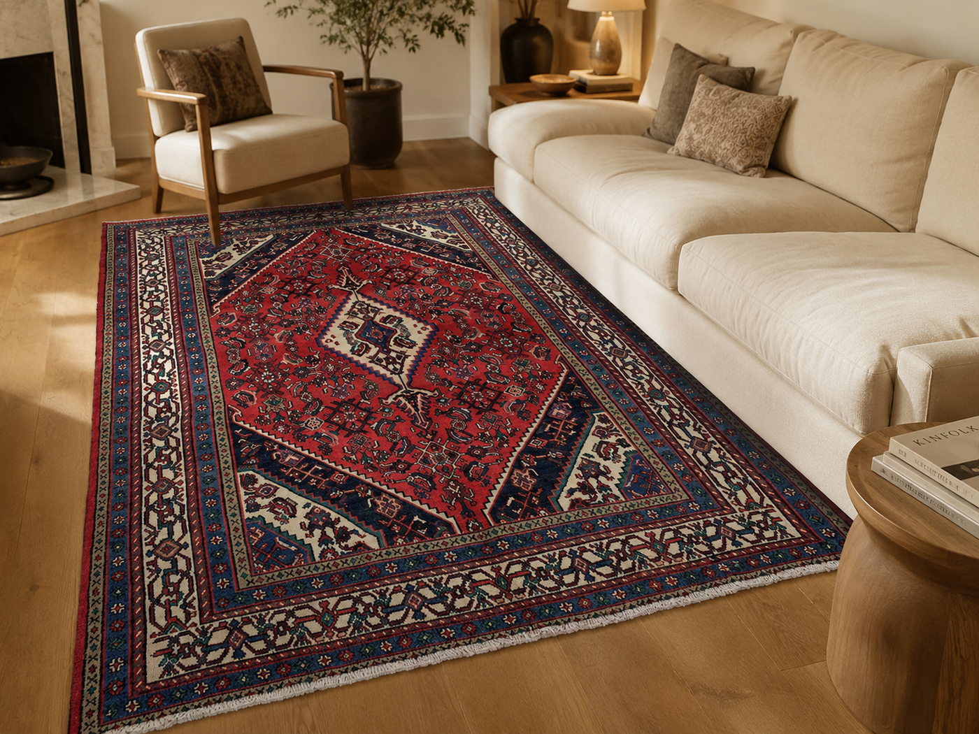 10'7" x 6'11" Handmade Persian Wool Rug room styling example