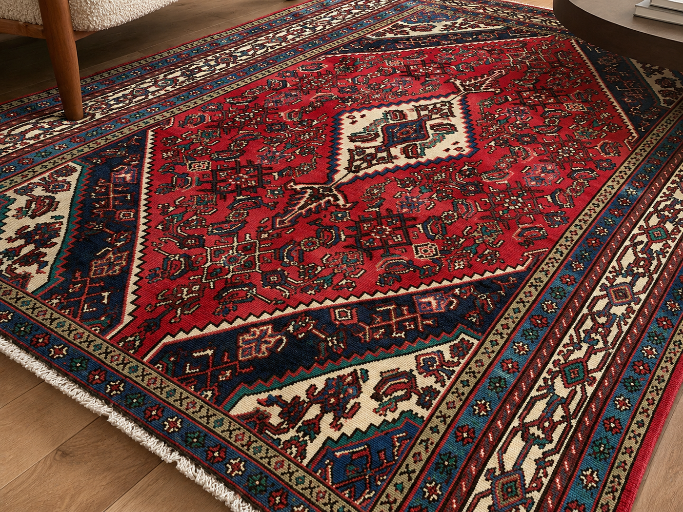 10'7" x 6'11" Handmade Persian Wool Rug wool texture and pattern detail