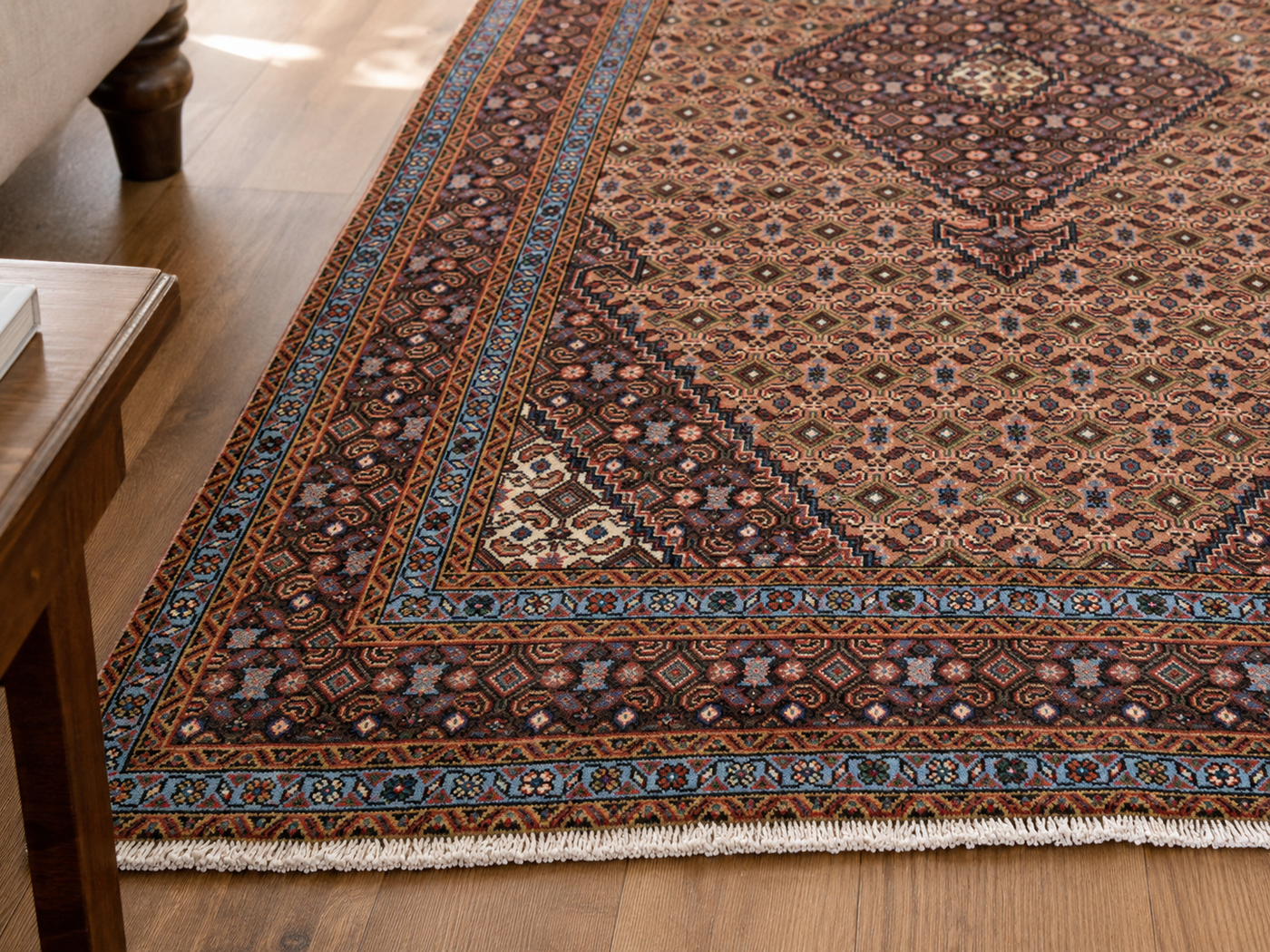 9'2" x 6'3" Handmade Persian Wool Rug wool texture and pattern detail