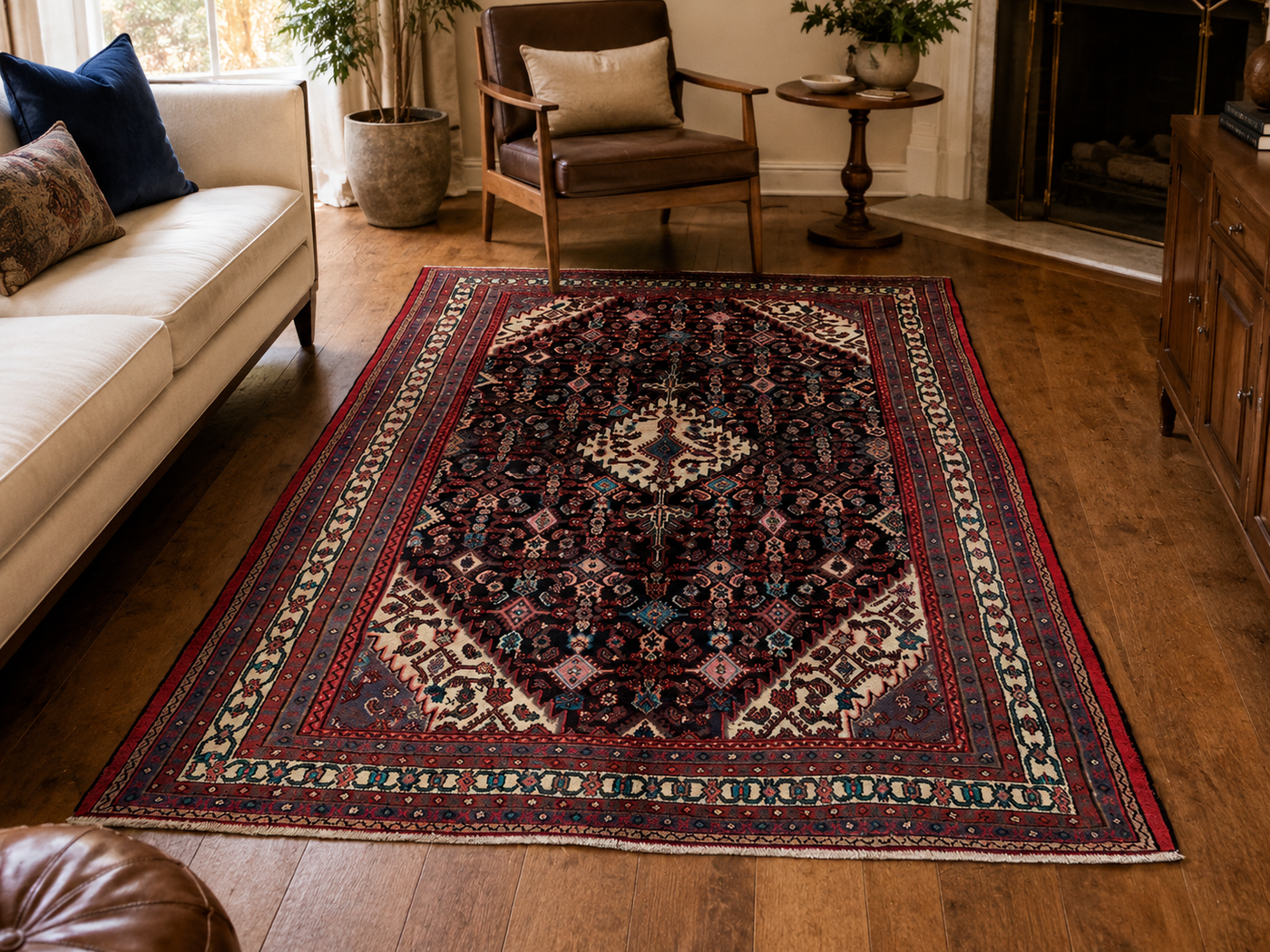9'8" x 7'0" Handmade Persian Wool Rug room styling example