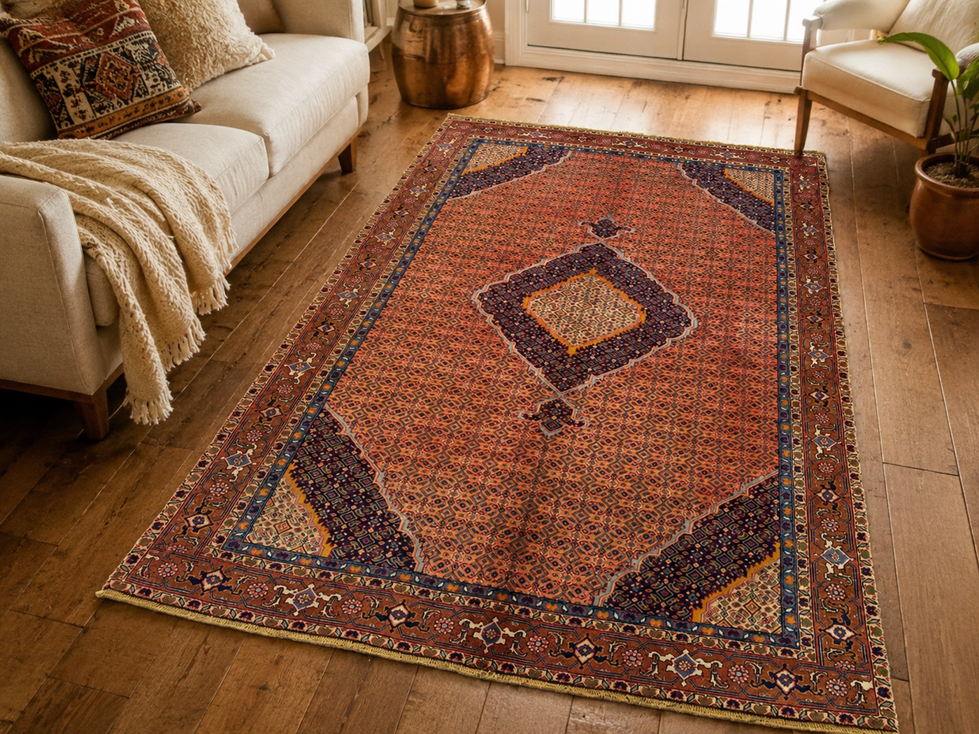 8'9" x 6'9" Handmade Persian Wool Rug room styling example