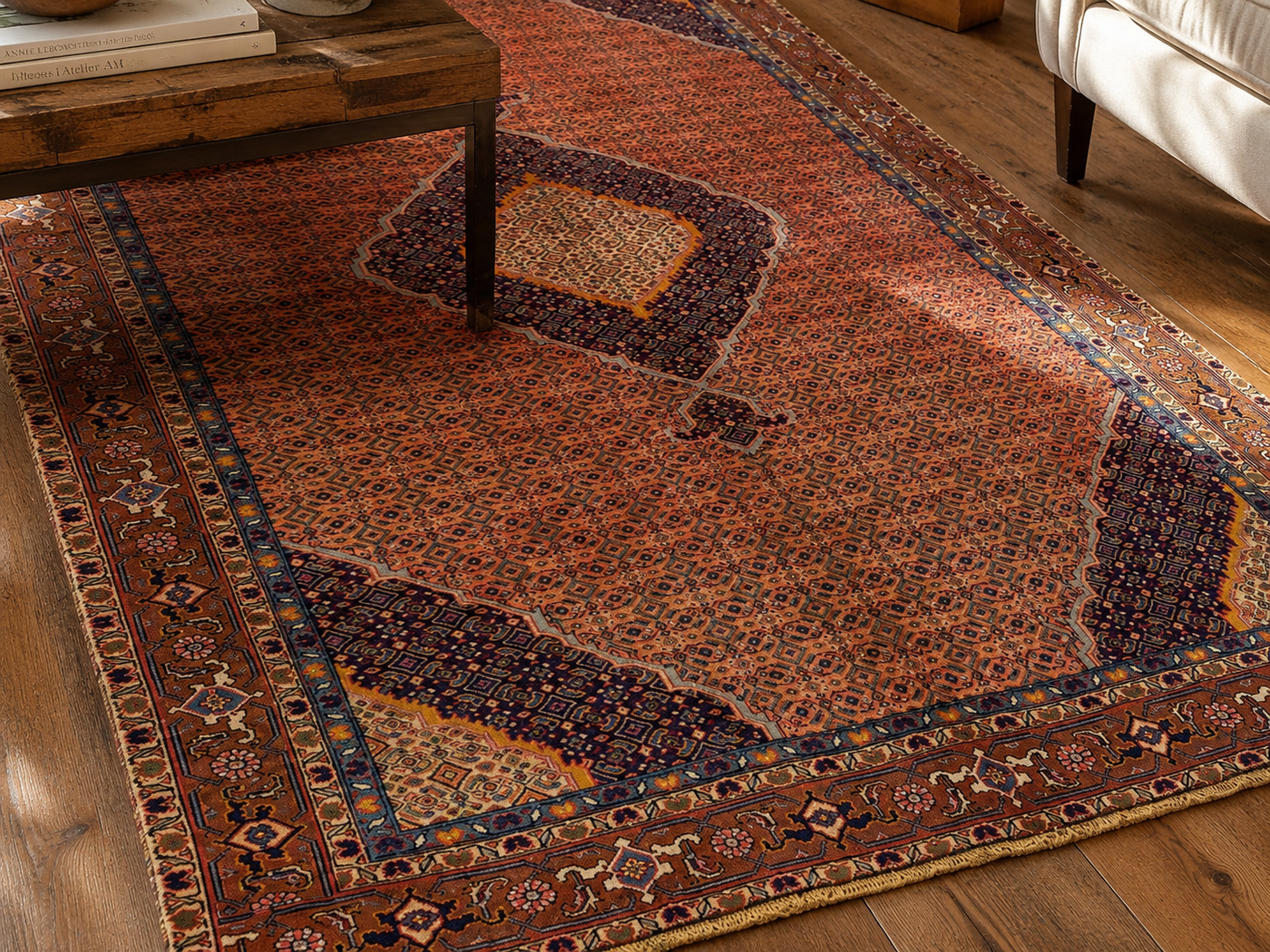 8'9" x 6'9" Handmade Persian Wool Rug wool texture and pattern detail