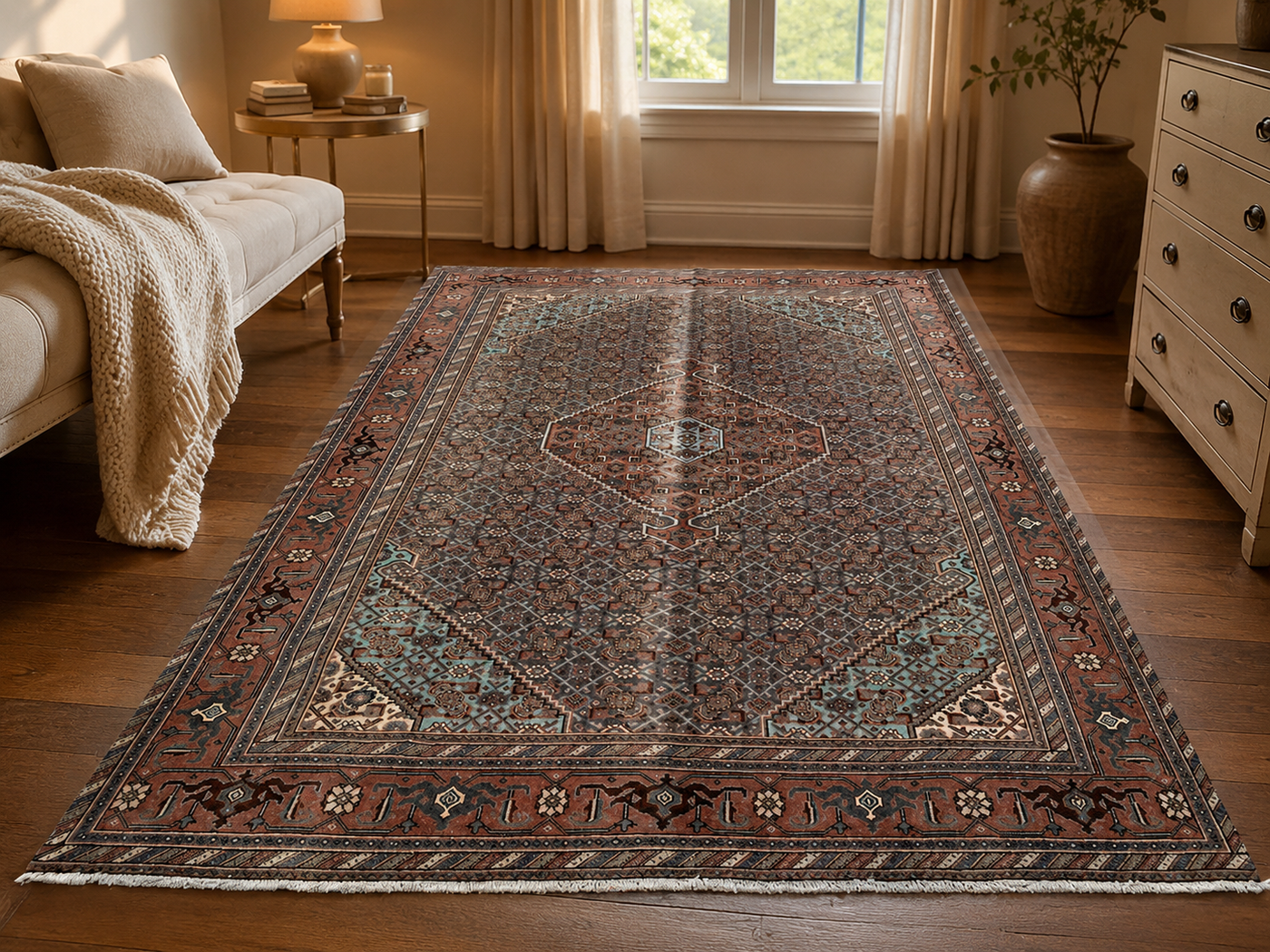 10'4" x 7'0" Handmade Persian Wool Rug room styling example