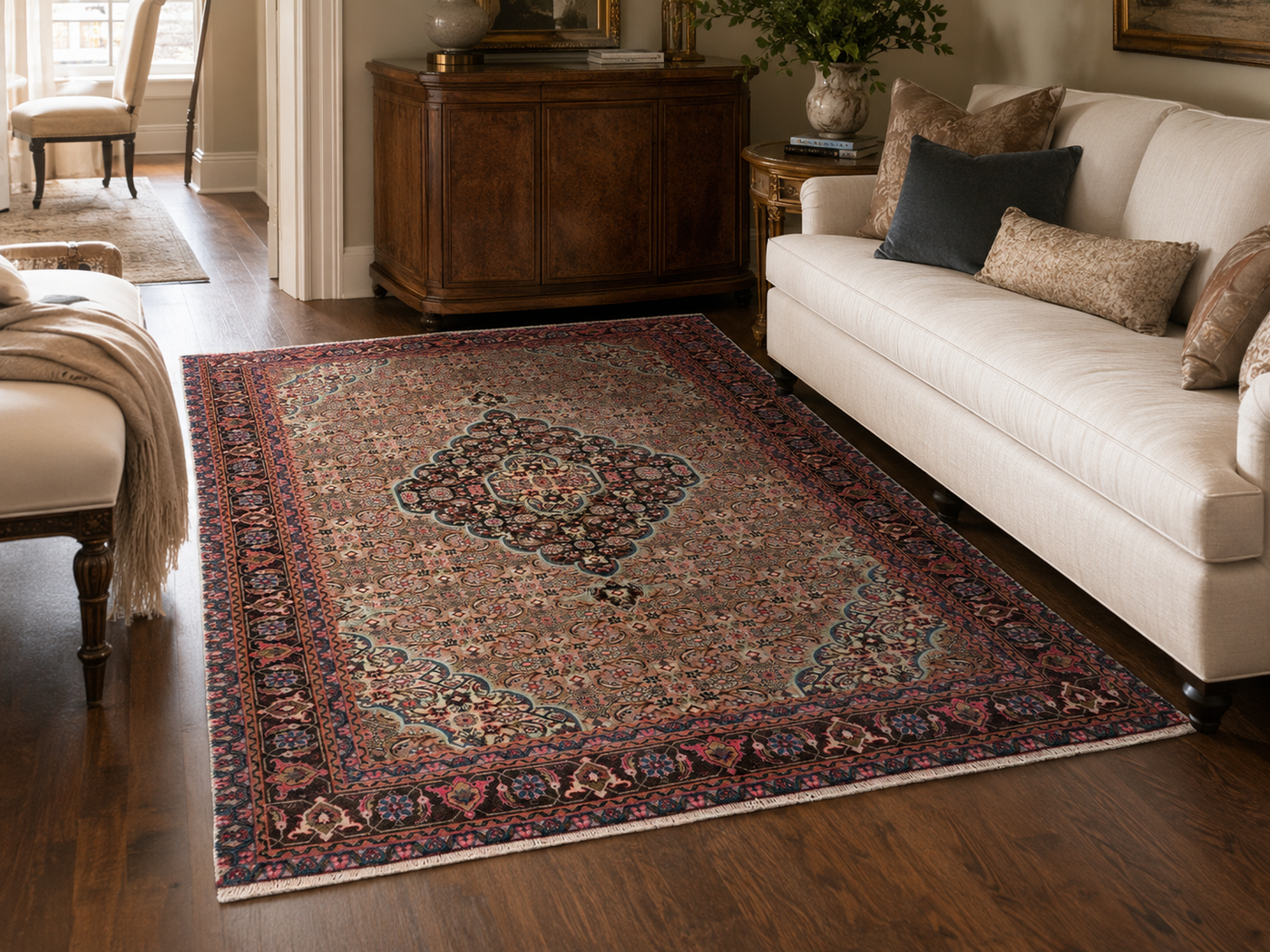 9'4" x 6'1" Handmade Persian Wool Rug room styling example