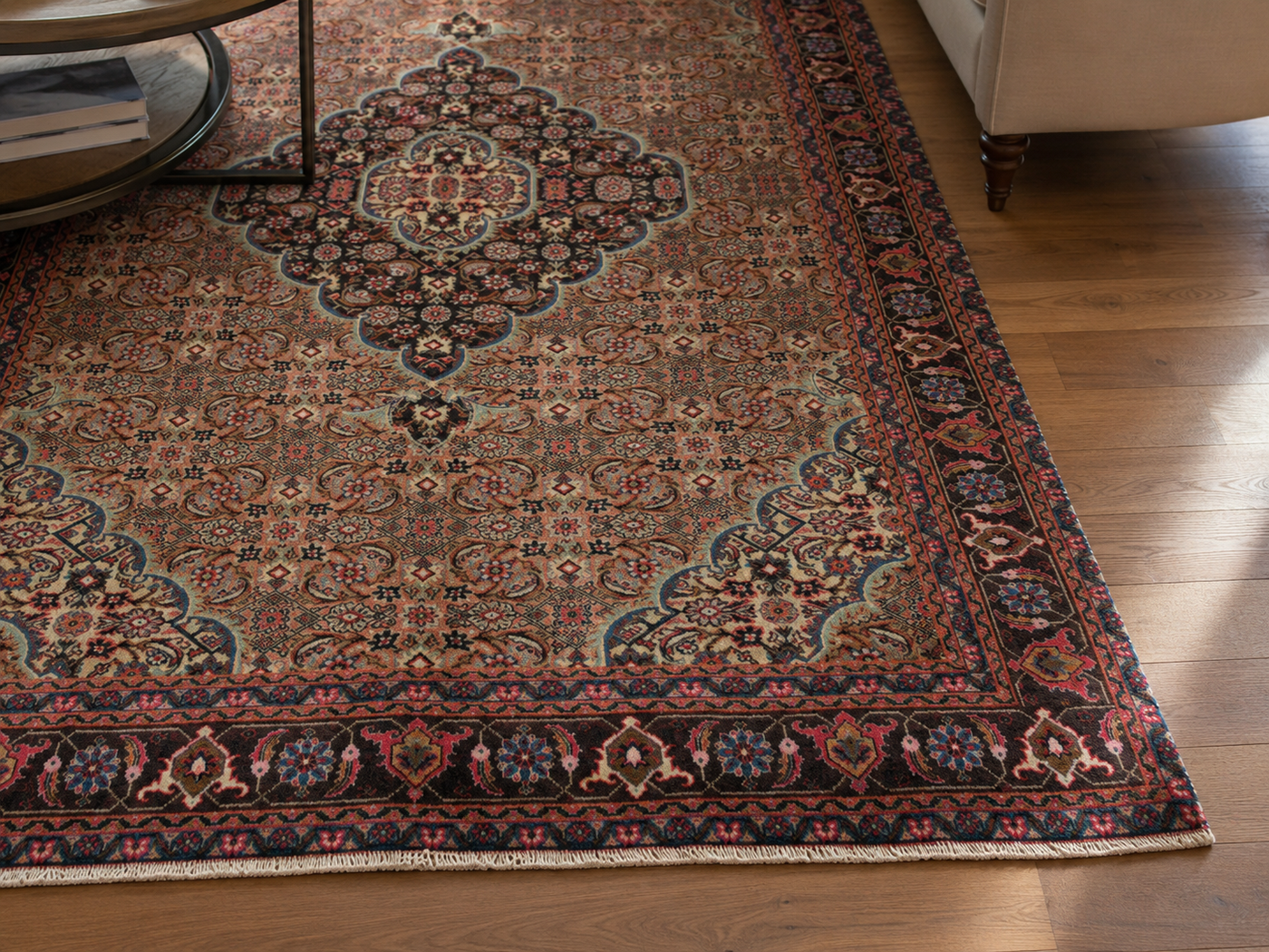 9'4" x 6'1" Handmade Persian Wool Rug wool texture and pattern detail