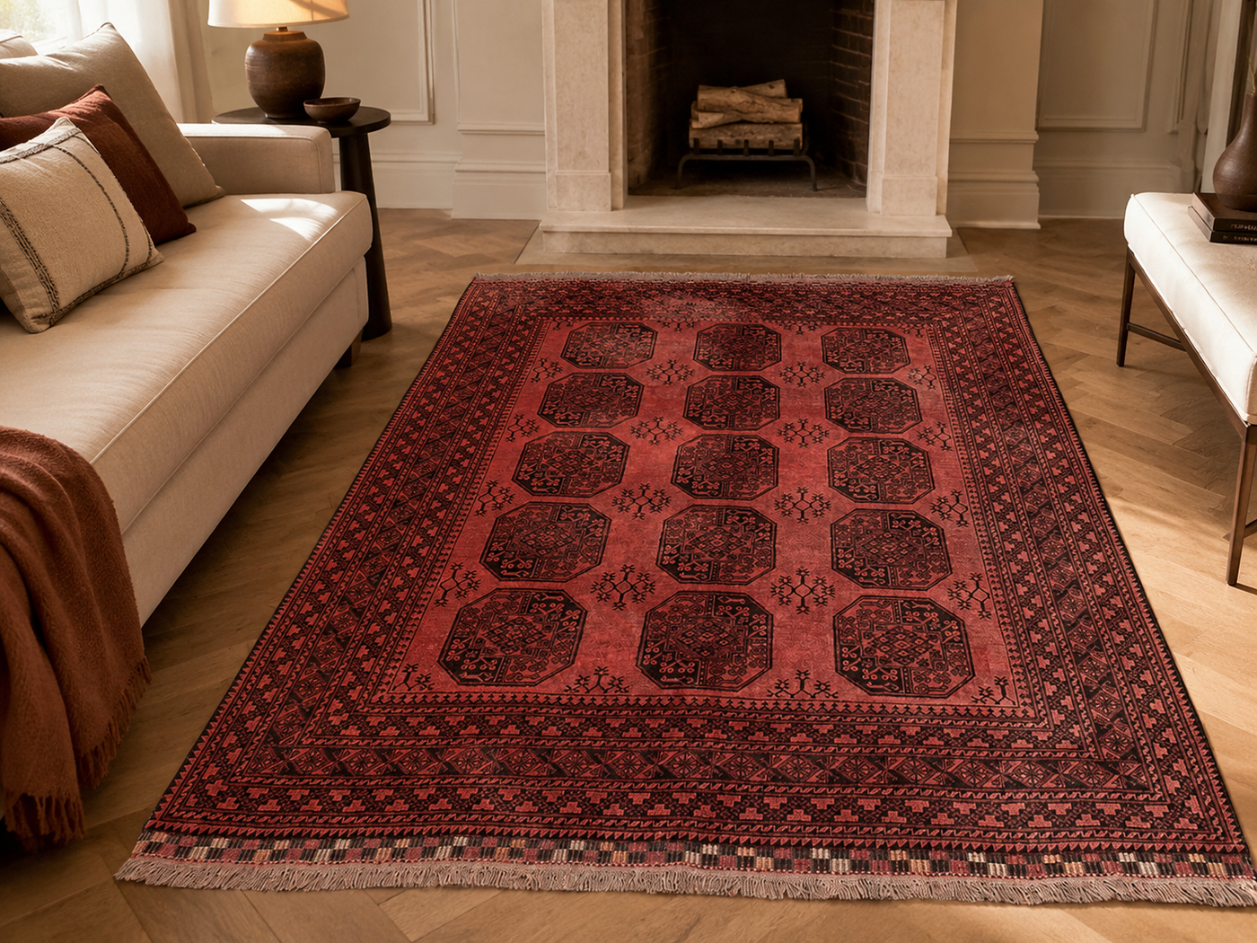 7'9" x 6'8" Handmade Persian Wool Rug room styling example