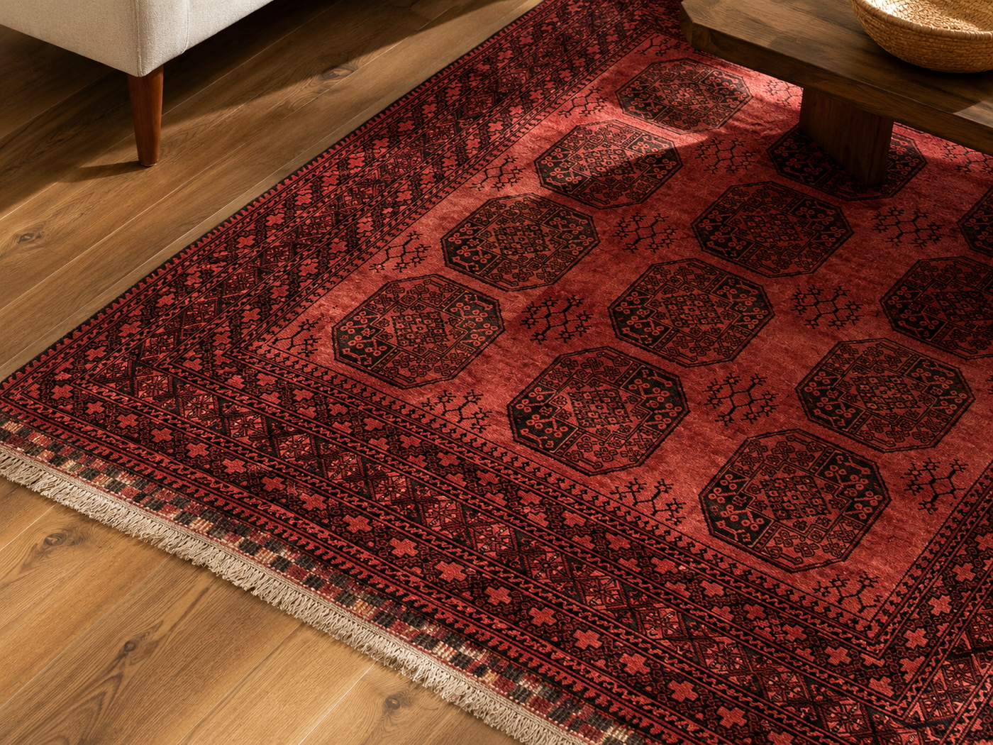 7'9" x 6'8" Handmade Persian Wool Rug wool texture and pattern detail
