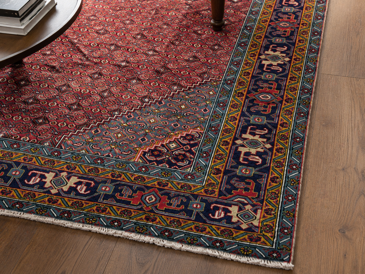 9'5" x 6'3" Handmade Persian Wool Rug wool texture and pattern detail