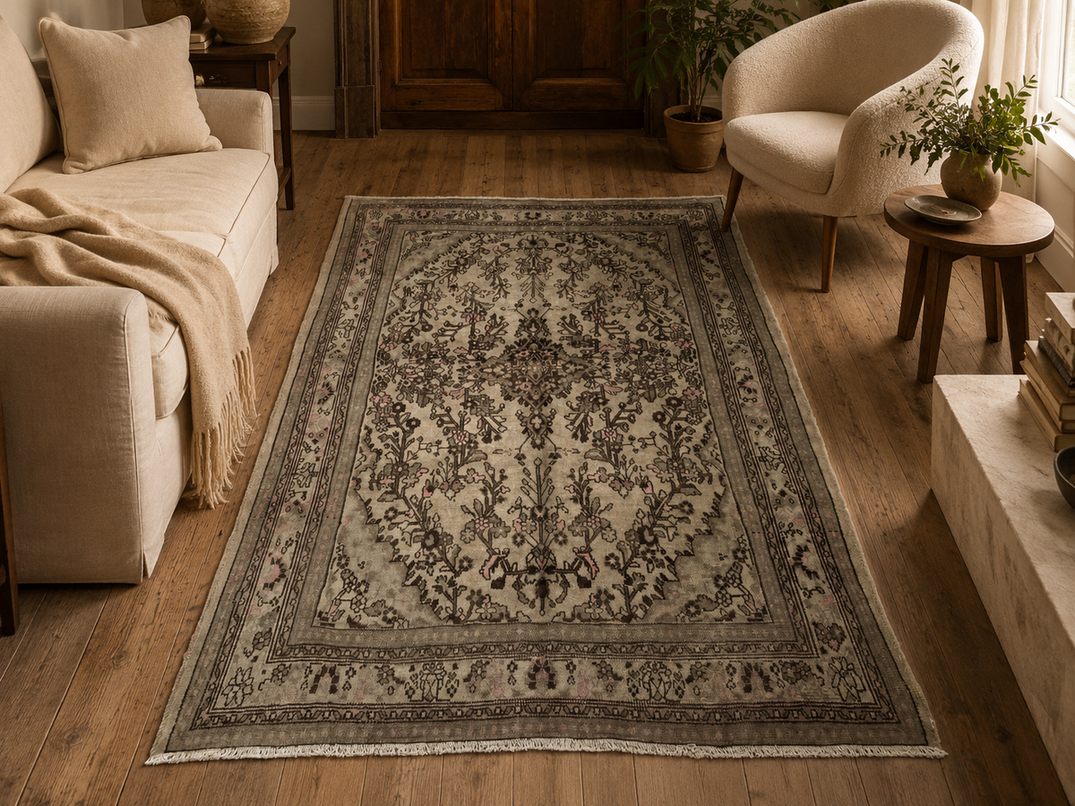9'10" x 6'11" Handmade Persian Wool Rug room styling example