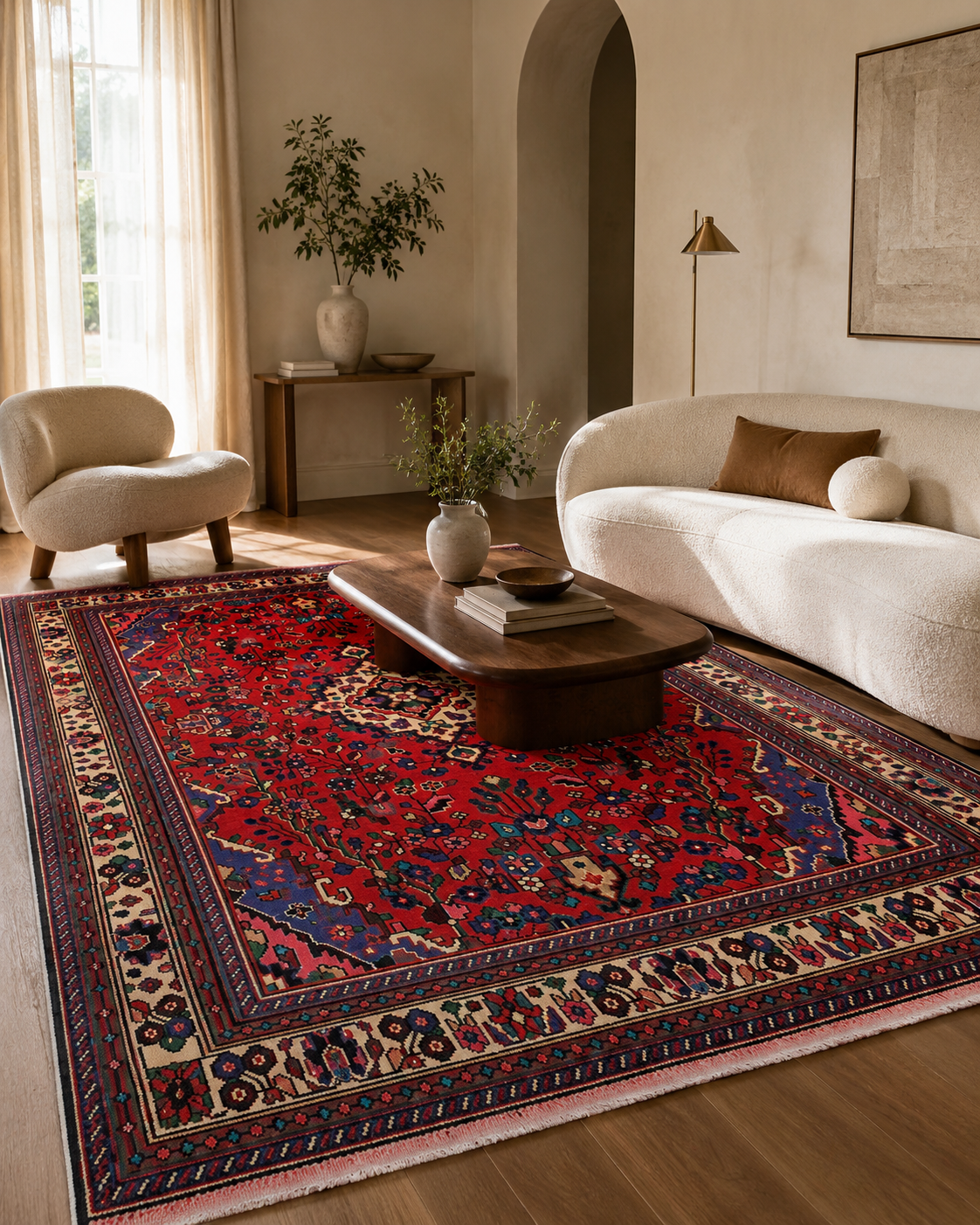 9'3" x 6'9" Handmade Persian Wool Rug styled in a room