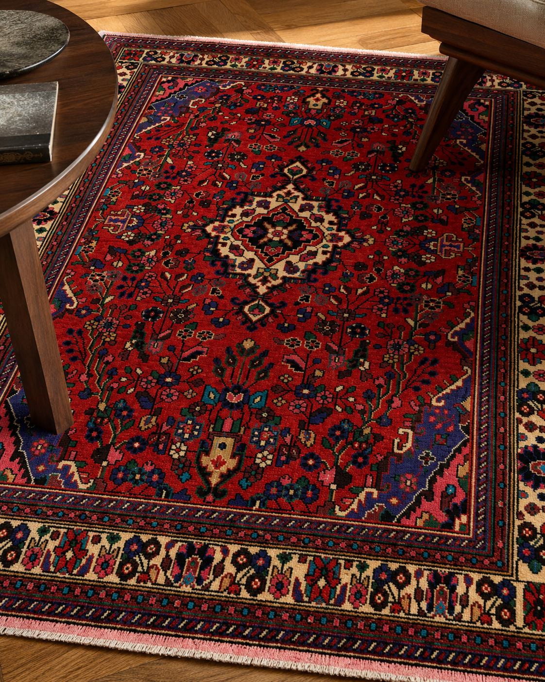 9'3" x 6'9" Handmade Persian Wool Rug wool texture and pattern detail