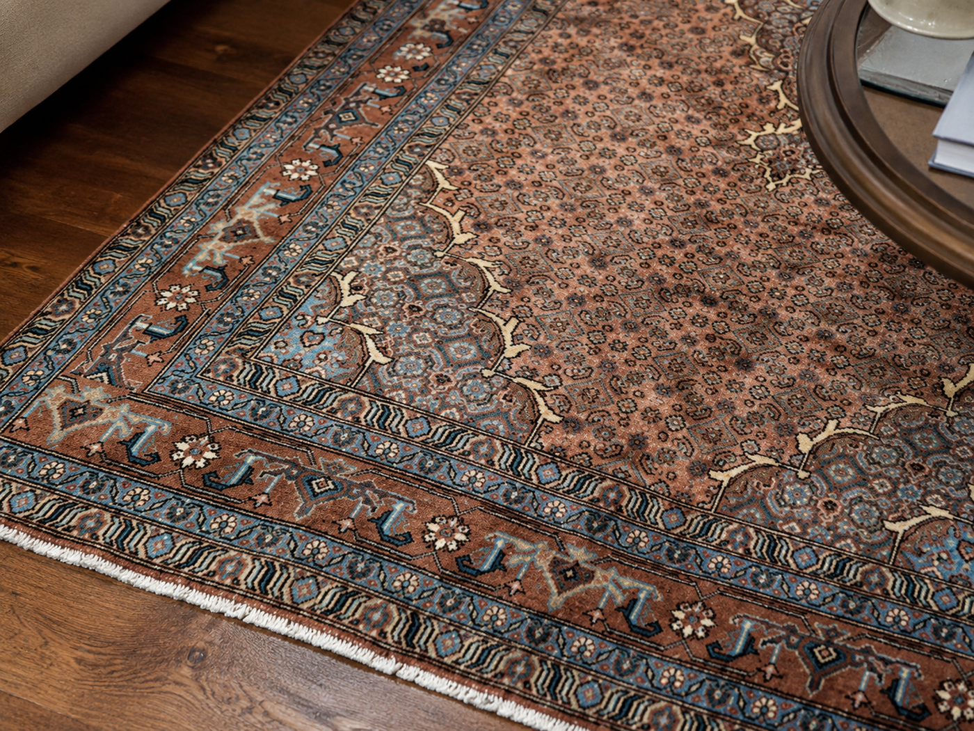 9'2" x 6'6" Handmade Persian Wool Rug wool texture and pattern detail