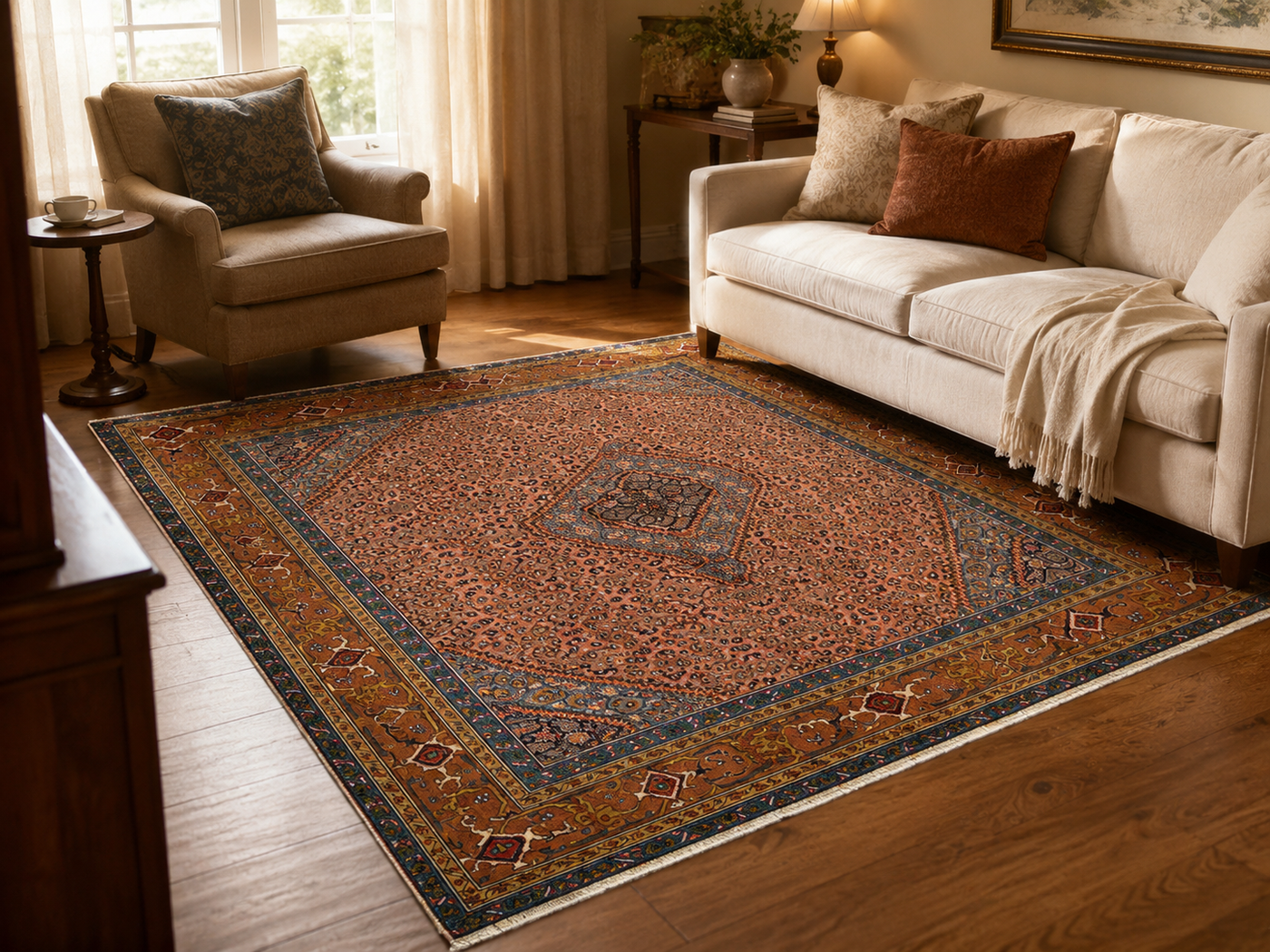 9'2" x 6'3" Handmade Persian Wool Rug room styling example