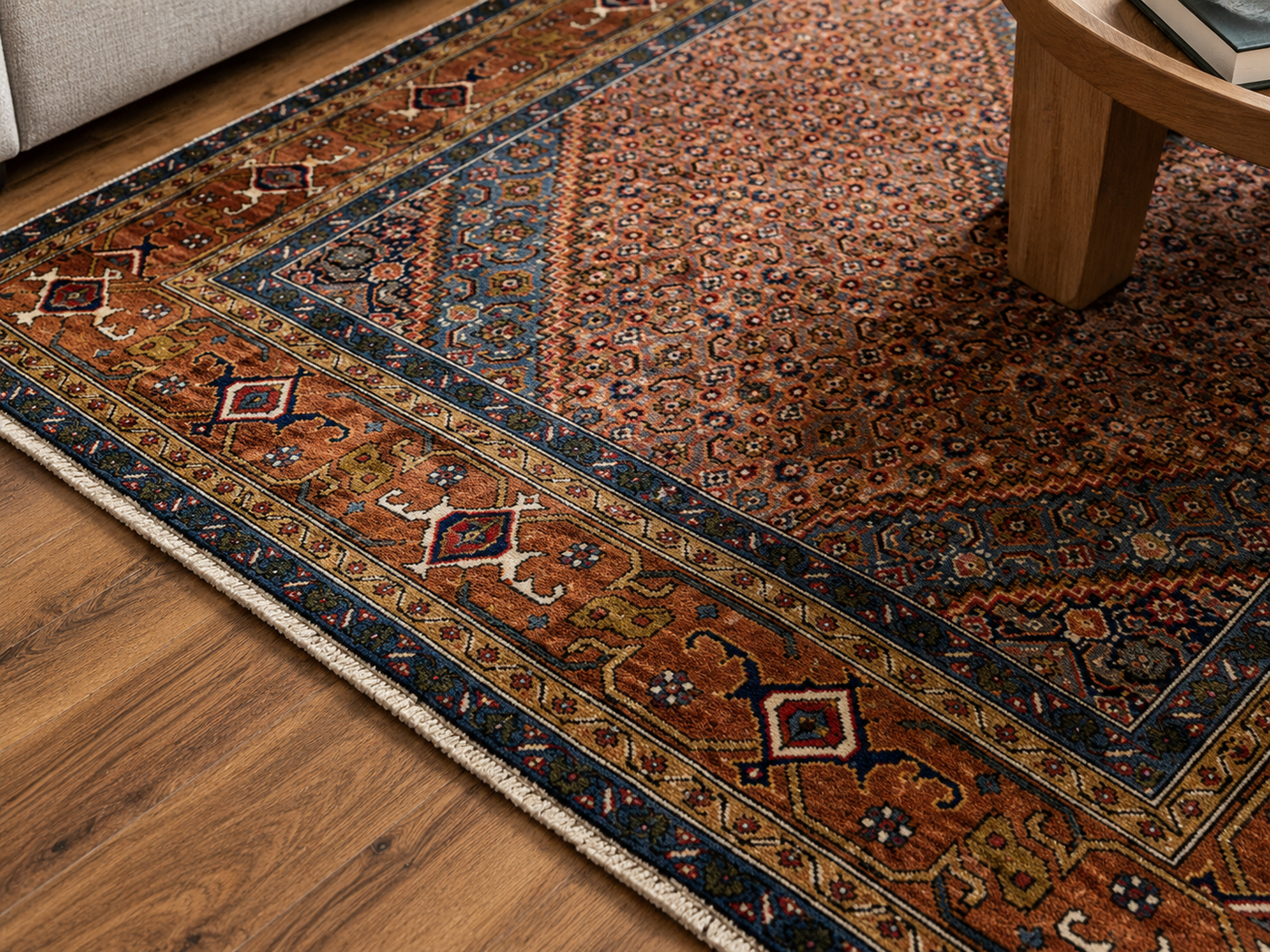 9'2" x 6'3" Handmade Persian Wool Rug wool texture and pattern detail