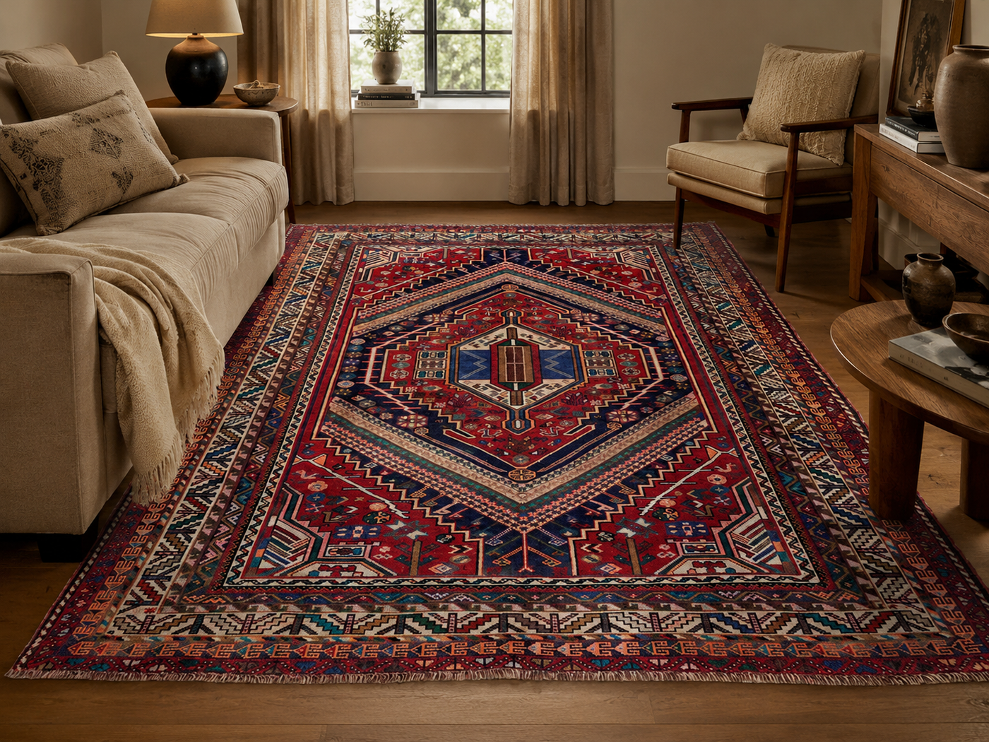 8'10" x 6'2" Handmade Persian Wool Rug room styling example