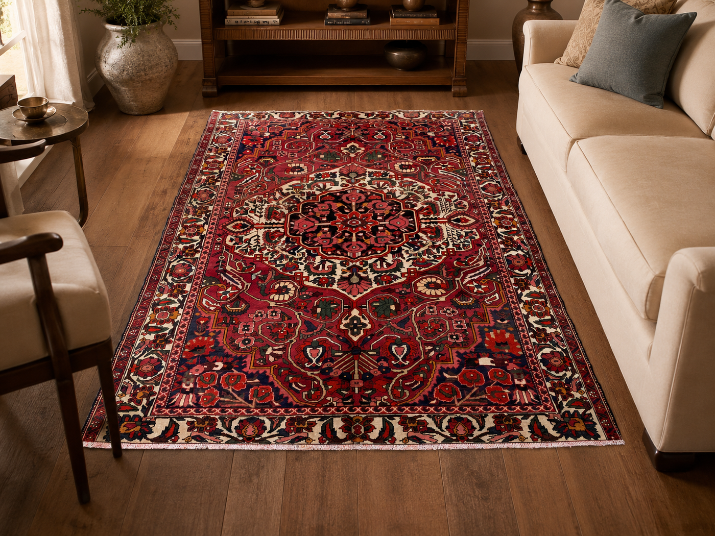 9'8" x 7'0" Handmade Persian Wool Rug room styling example