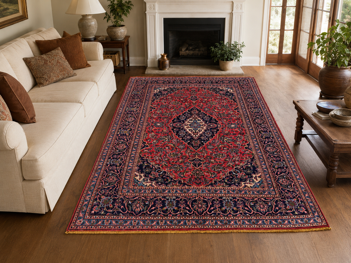 9'3" x 6'3" Handmade Persian Wool Rug styled in a room