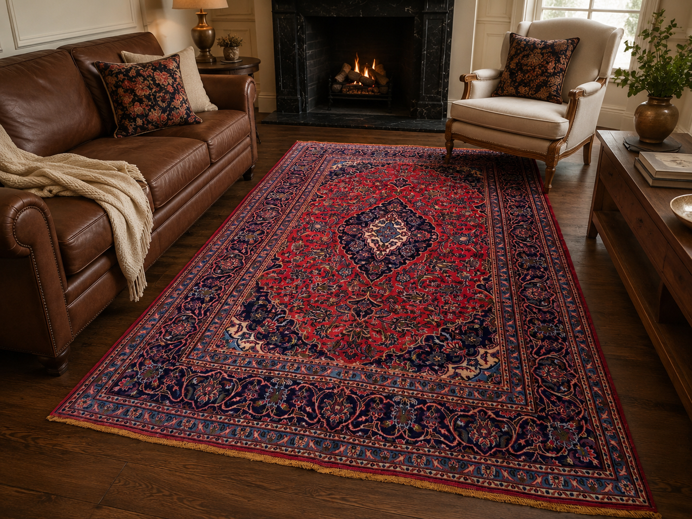 9'3" x 6'3" Handmade Persian Wool Rug room styling example