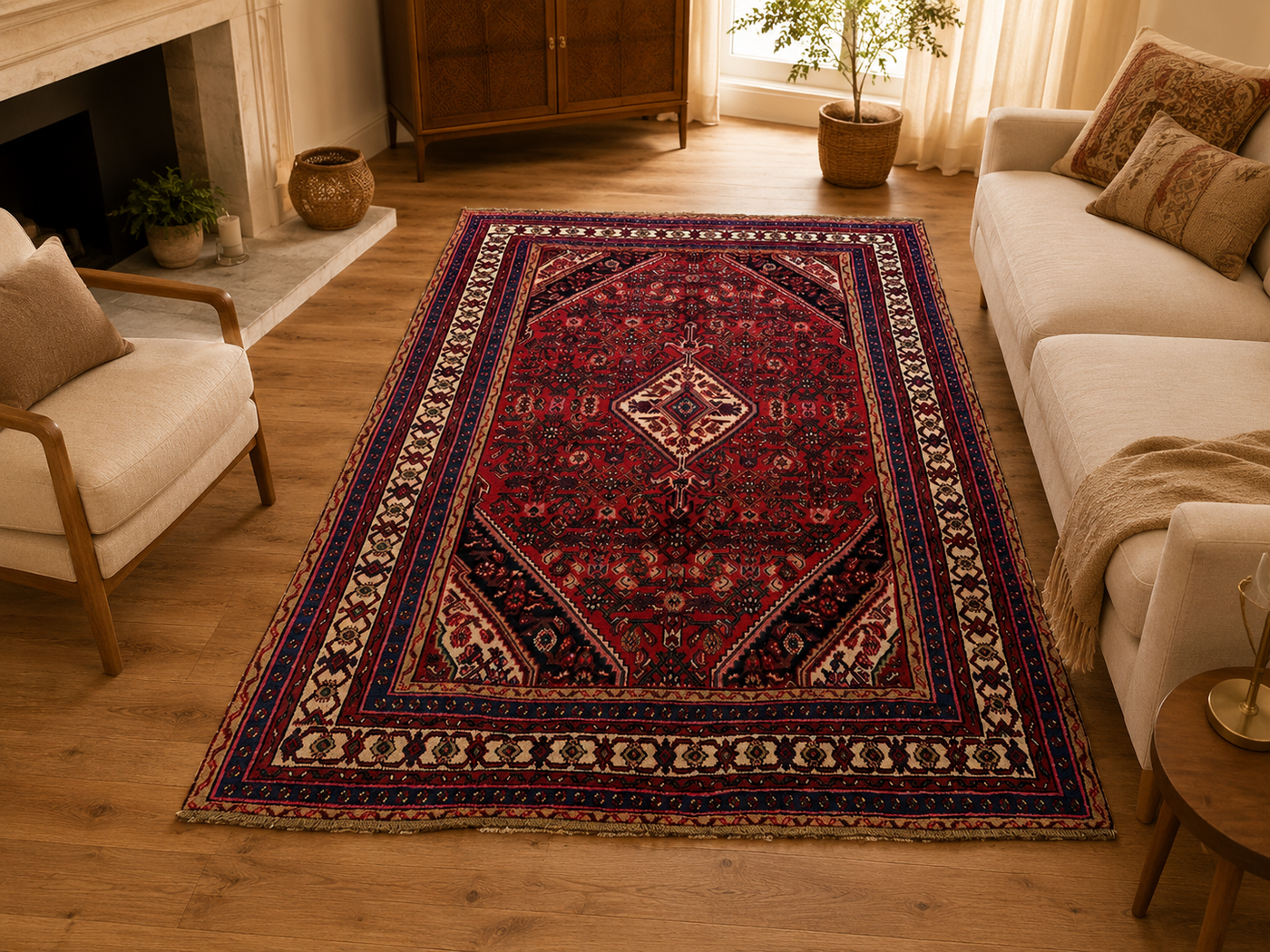 9'8" x 6'5" Handmade Persian Wool Rug room styling example