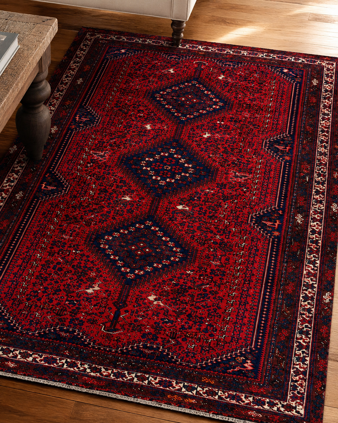 10'2" x 6'2" Handmade Persian Wool Rug wool texture and pattern detail