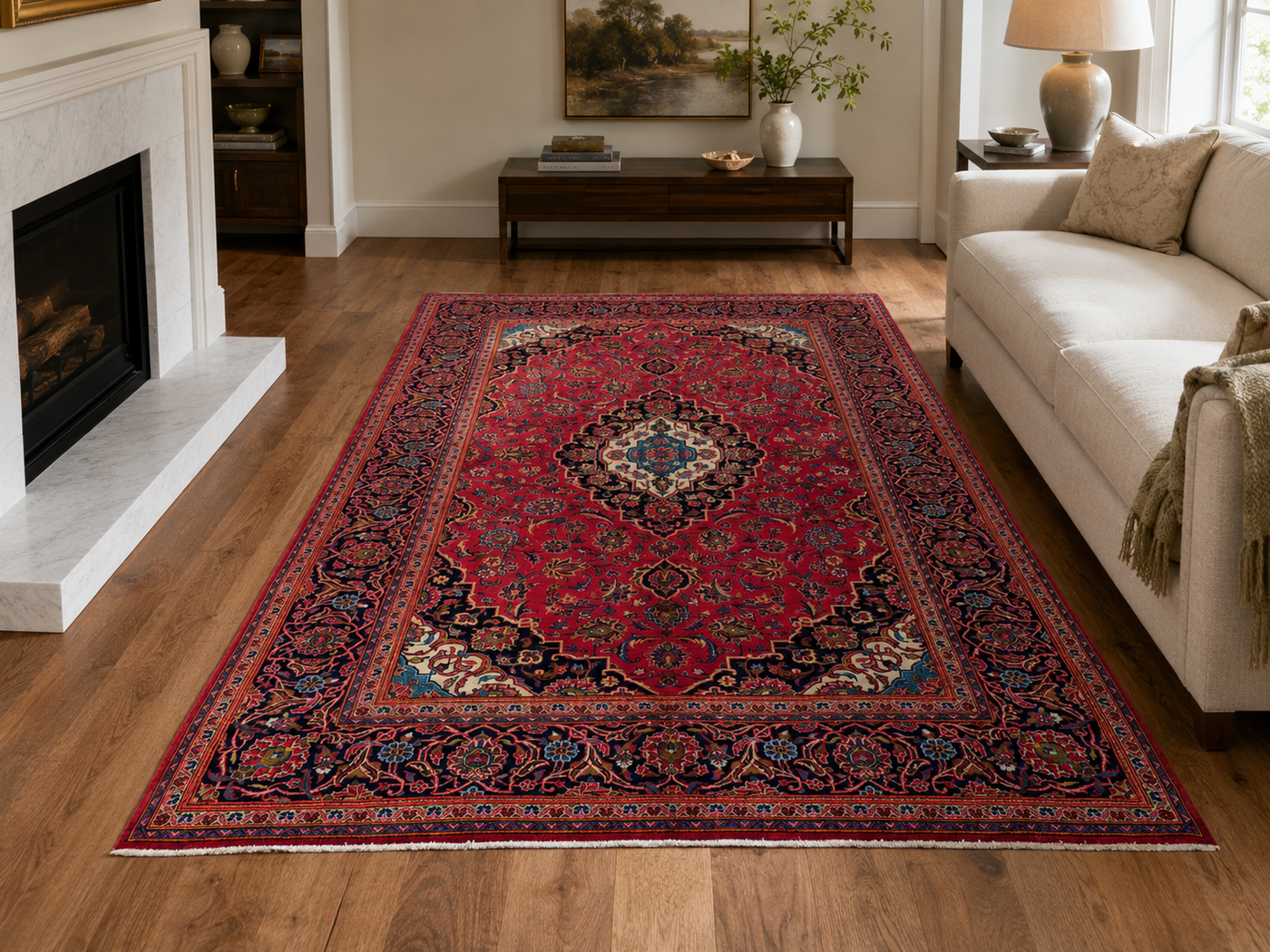 10'5" x 6'6" Handmade Persian Wool Rug styled in a room