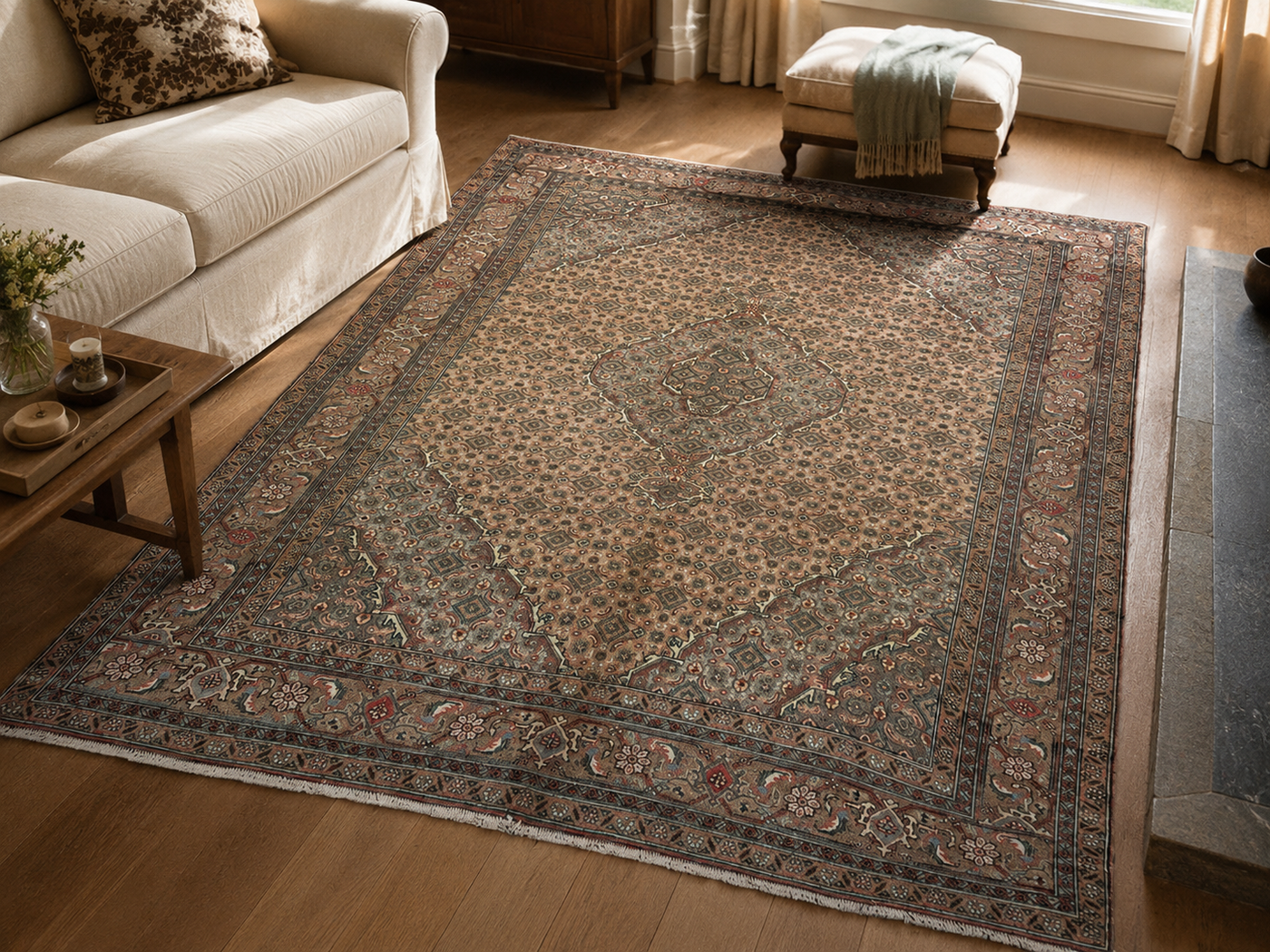 9'1" x 6'4" Handmade Persian Wool Rug room styling example