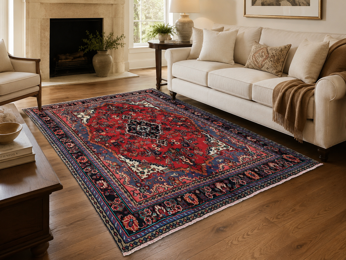 9'11" x 6'11" Handmade Persian Wool Rug styled in a room