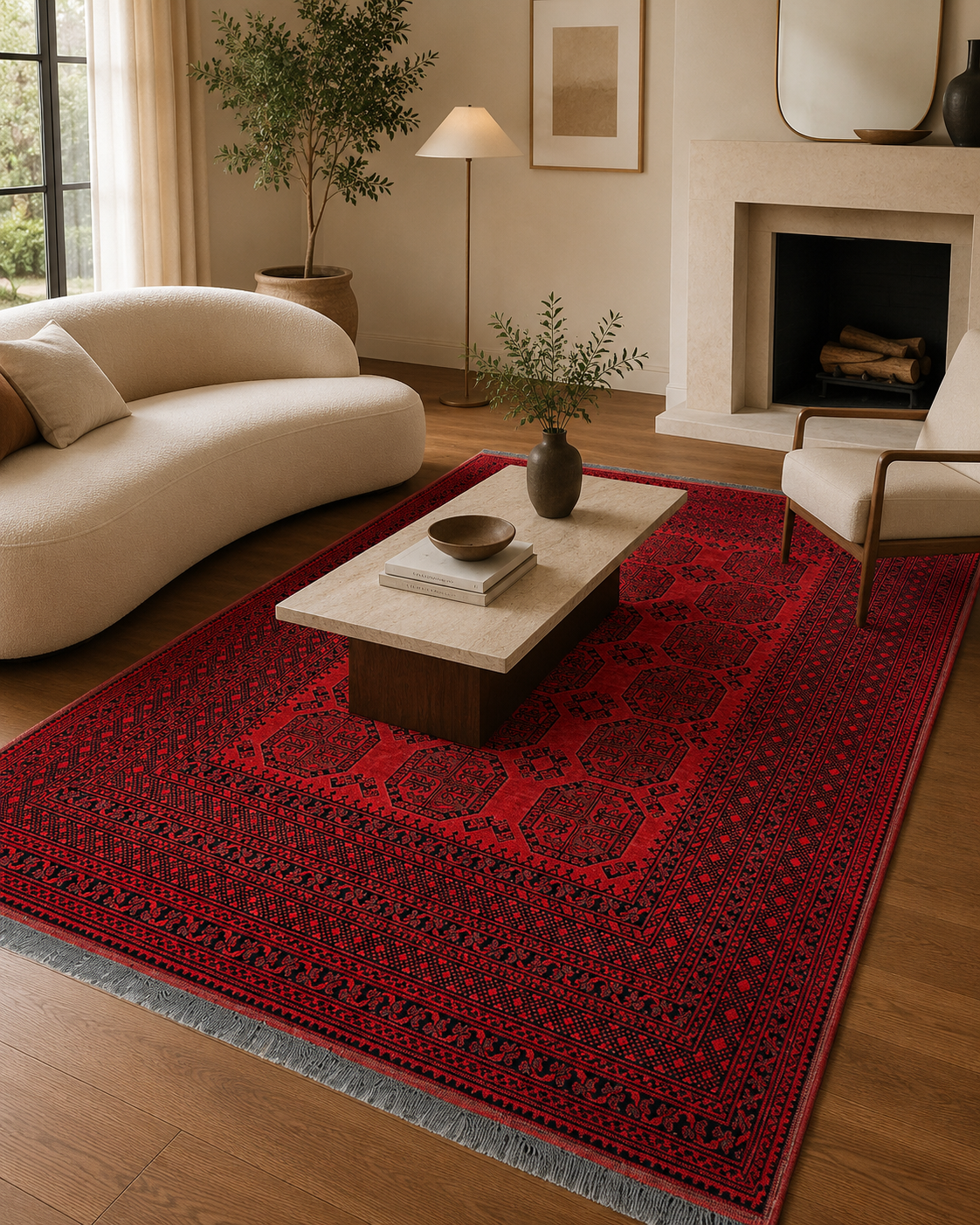 9'2" x 6'8" Handmade Persian Wool Rug styled in a room