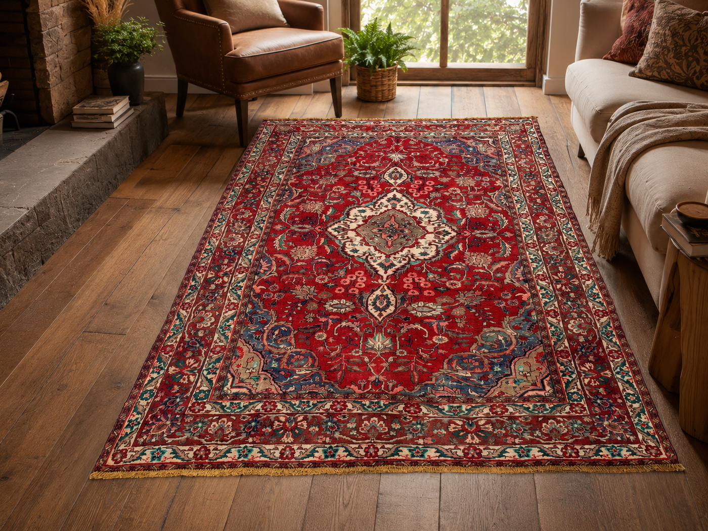 10'4" x 6'10" Handmade Persian Wool Rug room styling example