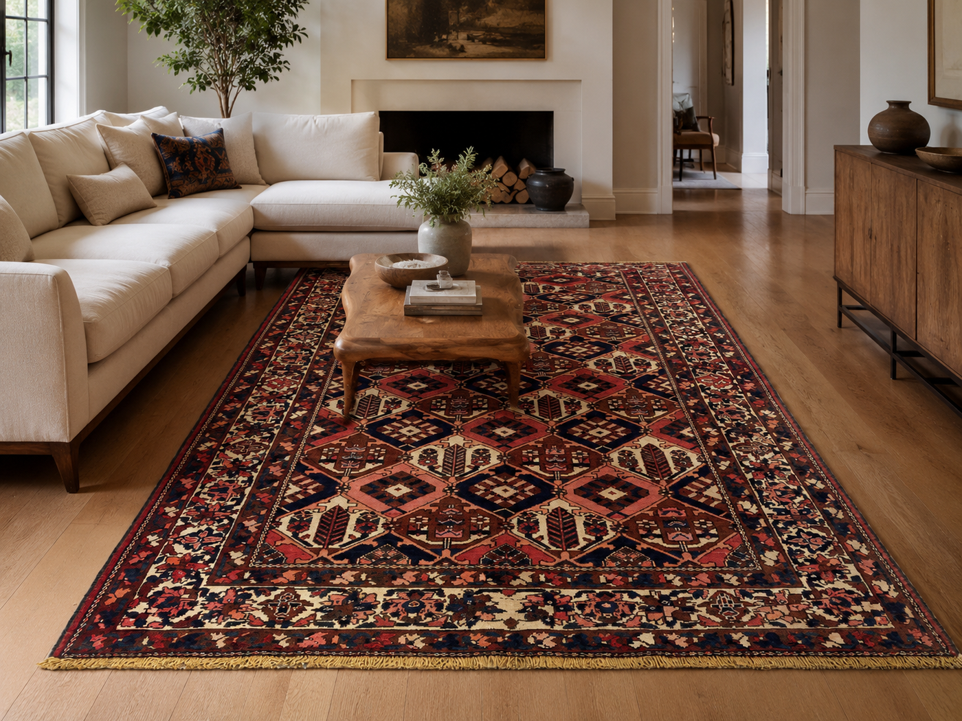 9'10" x 5'2" Handmade Persian Wool Rug styled in a room