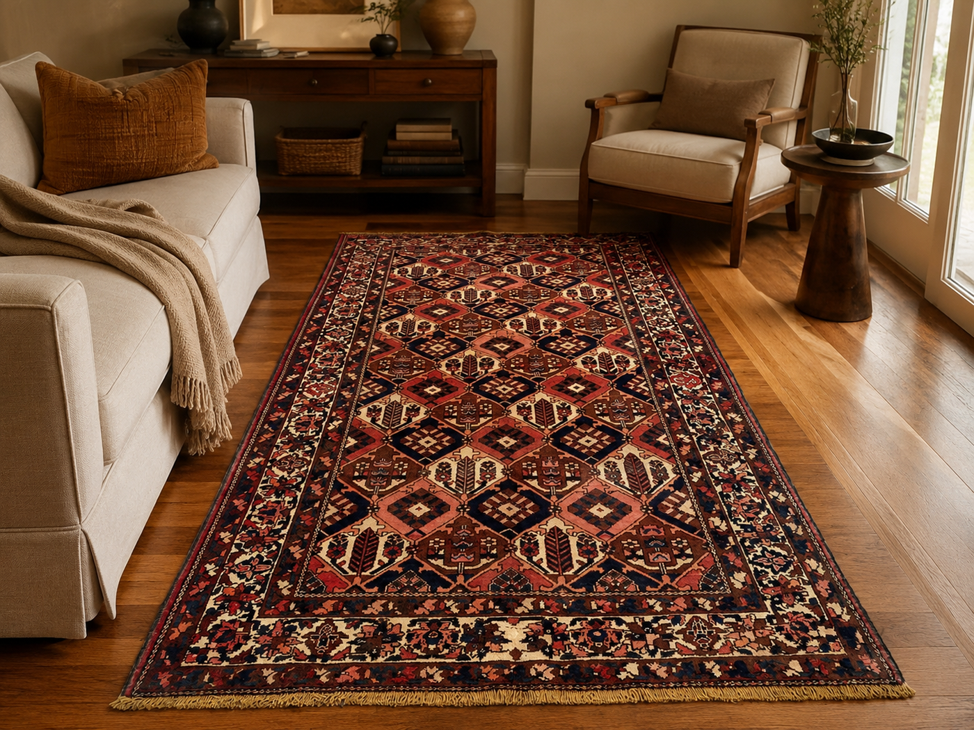 9'10" x 5'2" Handmade Persian Wool Rug room styling example