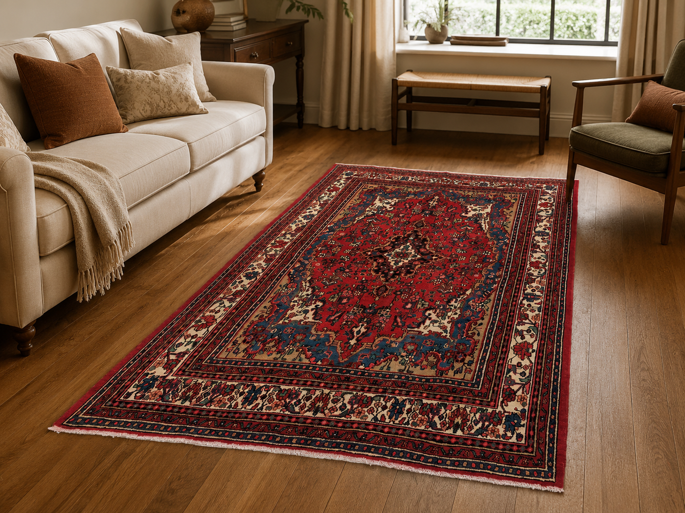 10'4" x 7'2" Handmade Persian Wool Rug room styling example