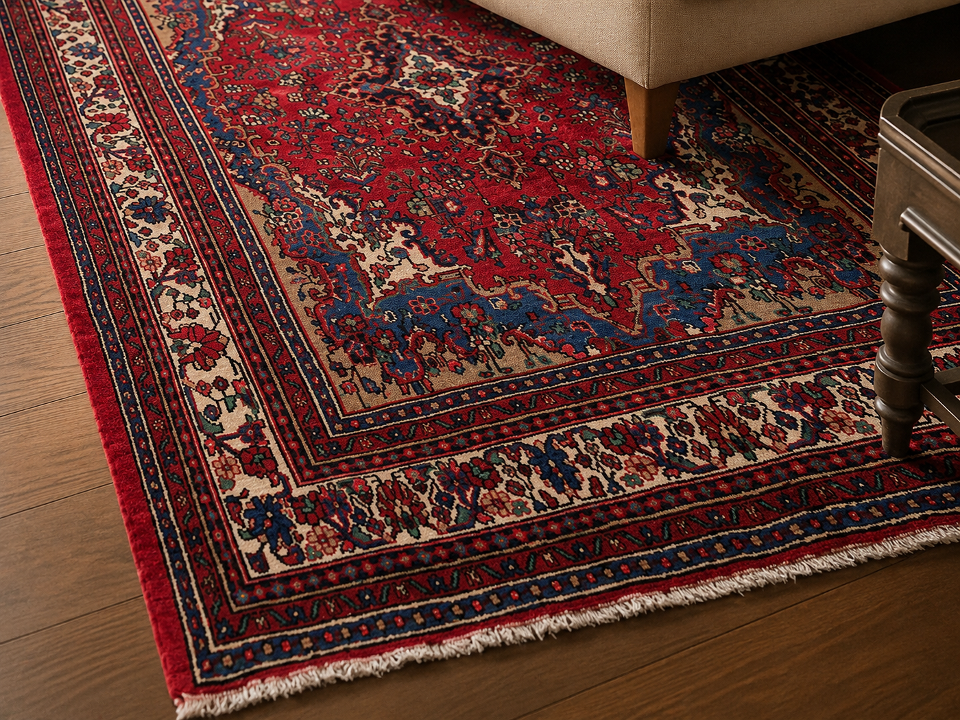 10'4" x 7'2" Handmade Persian Wool Rug wool texture and pattern detail
