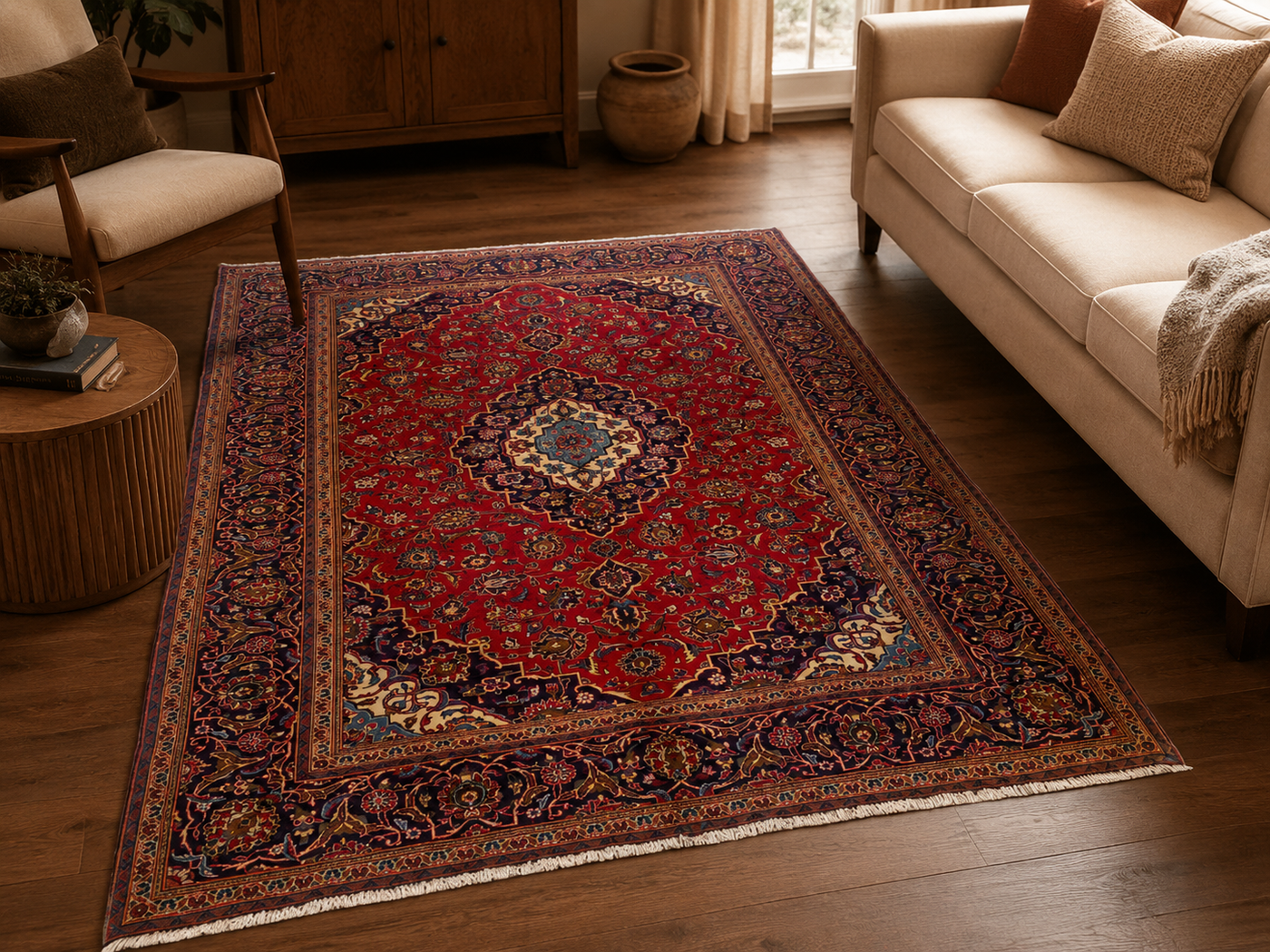 9'7" x 6'7" Handmade Persian Wool Rug room styling example