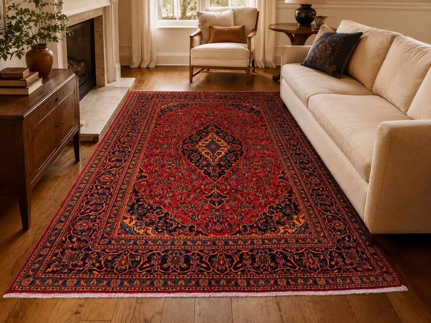 9'5" x 6'3" Handmade Persian Wool Rug room styling example