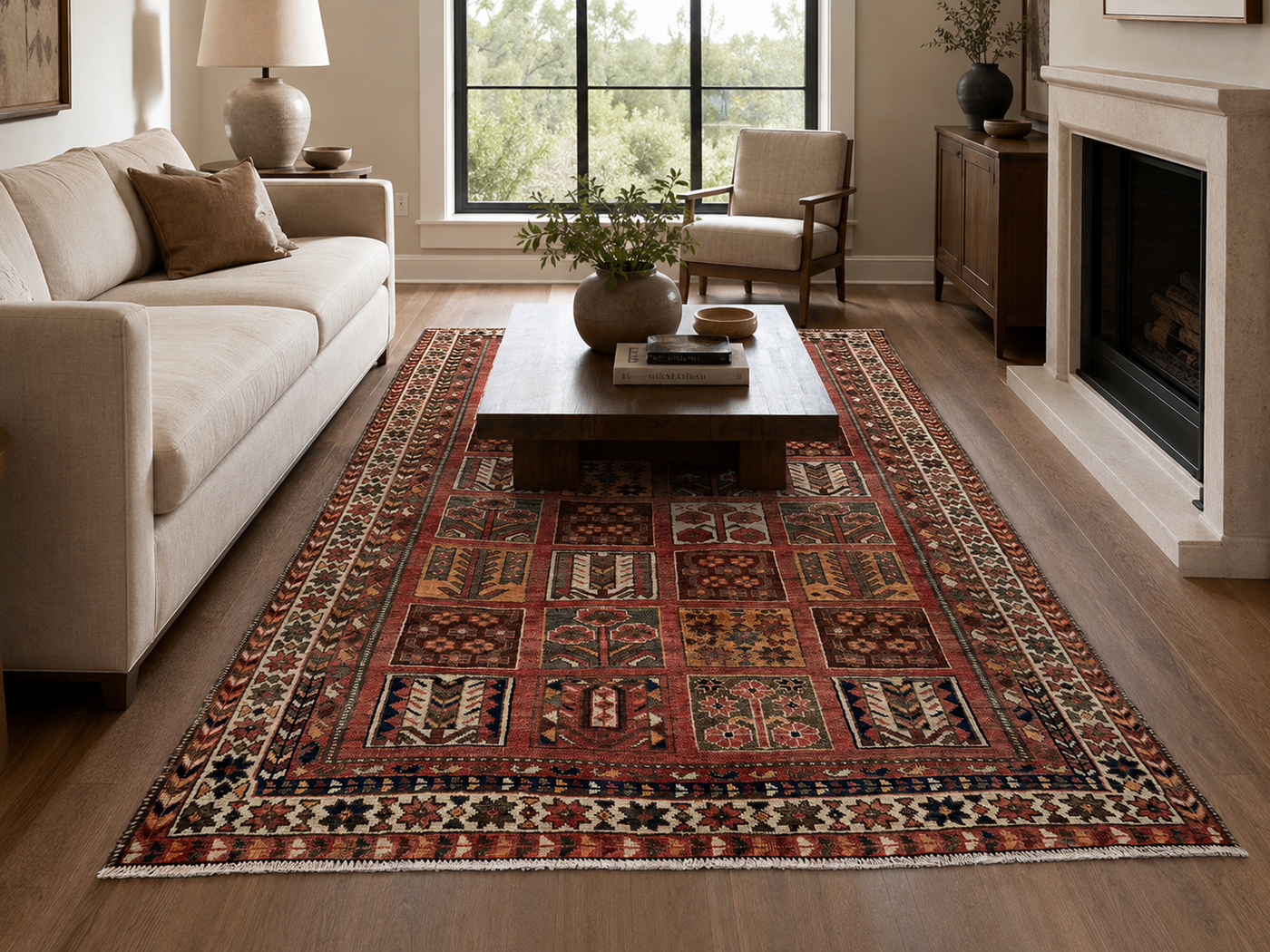 10'1" x 5'4" Handmade Persian Wool Rug styled in a room