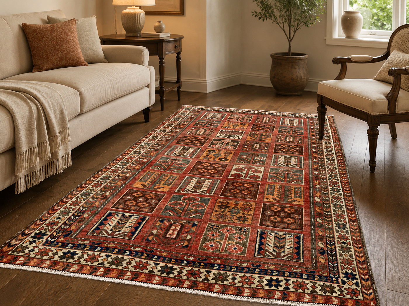 10'1" x 5'4" Handmade Persian Wool Rug room styling example