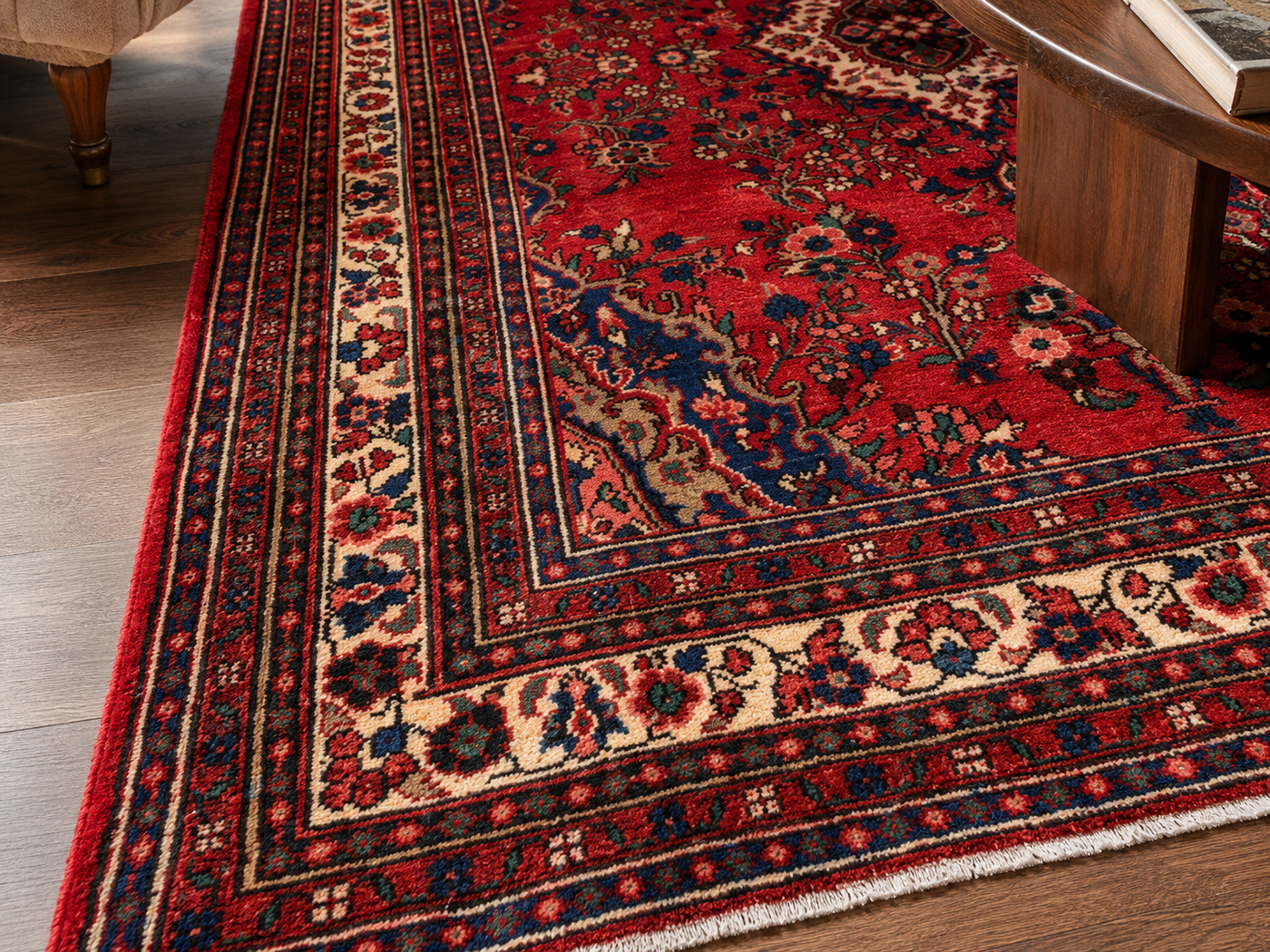 9'6" x 6'8" Handmade Persian Wool Rug wool texture and pattern detail